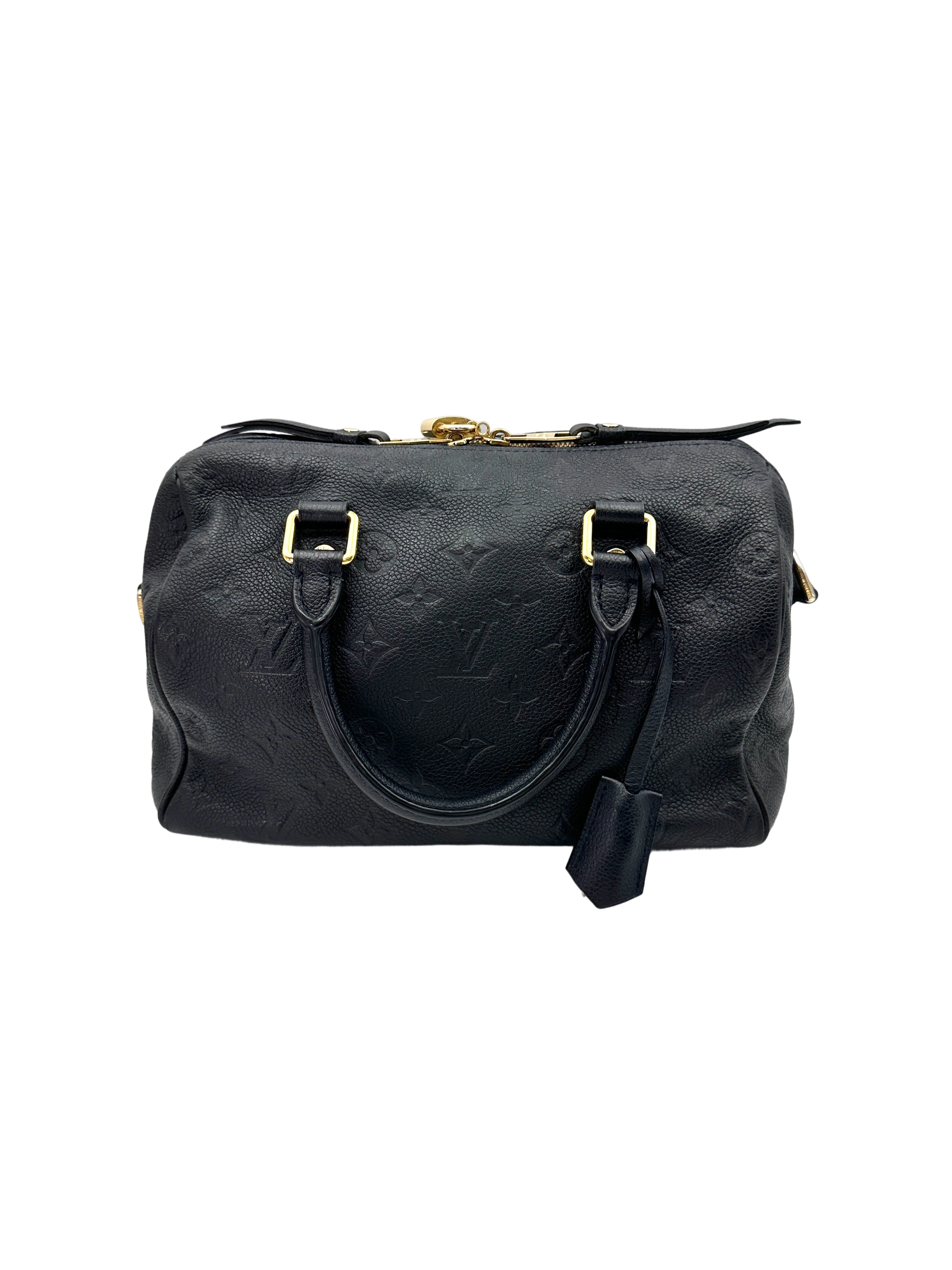 Louis Vuitton Speedy25 Black Monogram Empreinte Leather Handle Bag LV2627