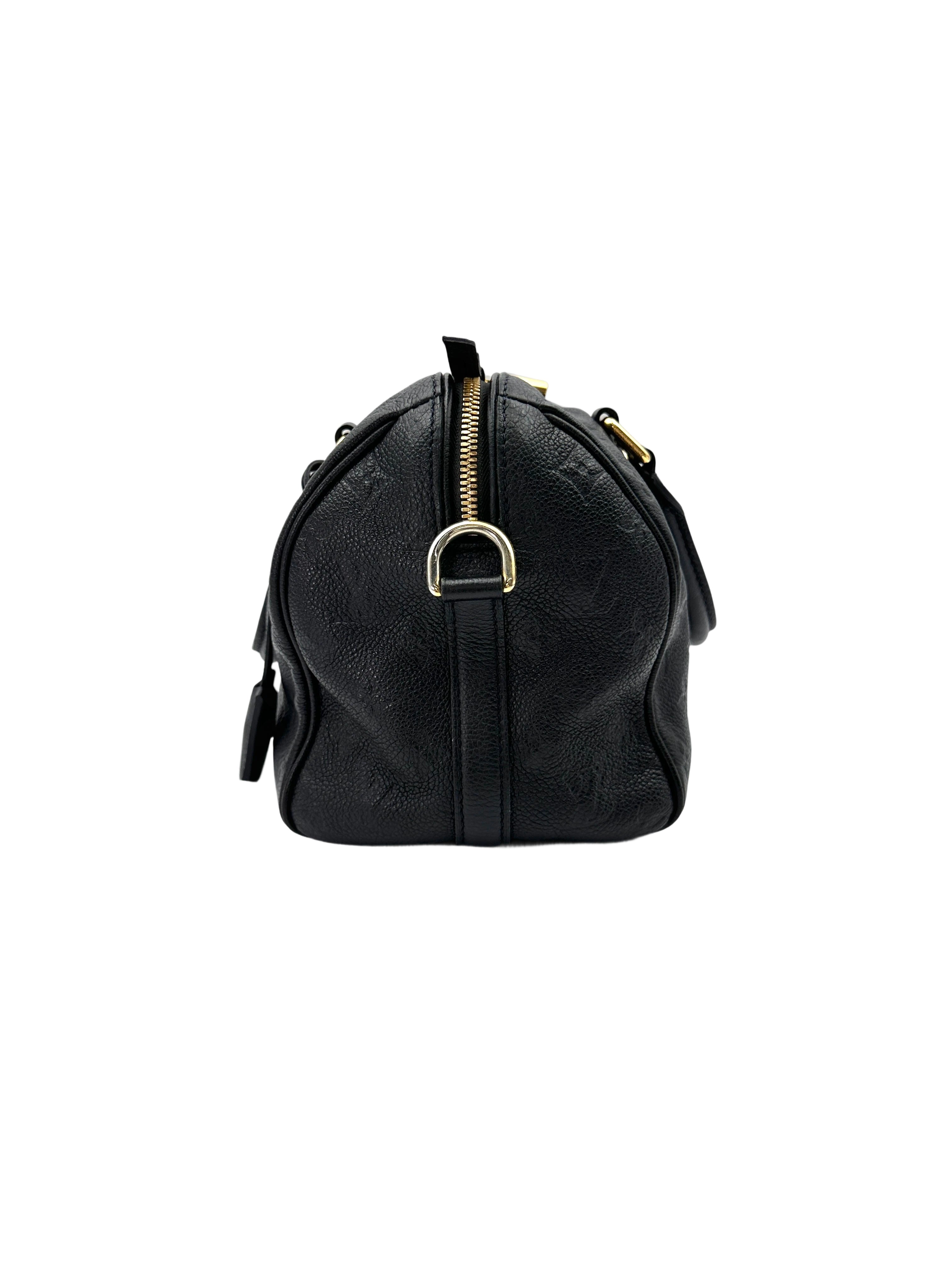 Louis Vuitton Speedy25 Black Monogram Empreinte Leather Handle Bag LV2627