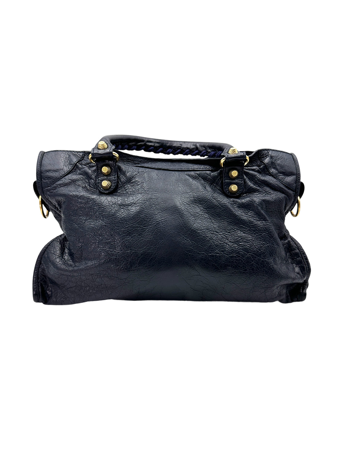 Balenciaga Moto Classic City Navy Leather Large Size Handle Bag BB69