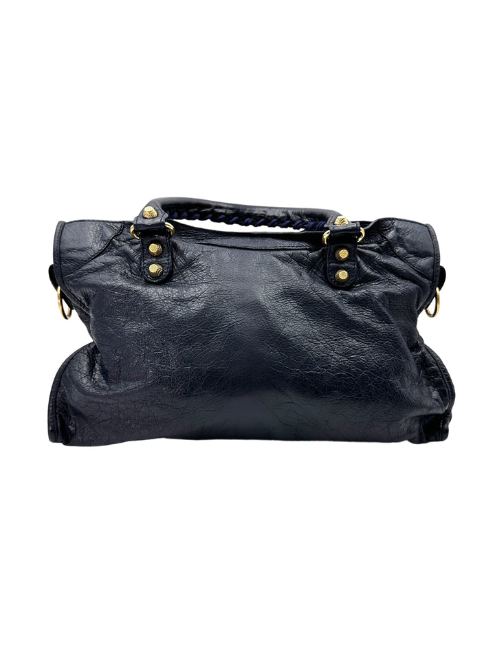 Balenciaga Moto Classic City Navy Leather Large Size Handle Bag BB69