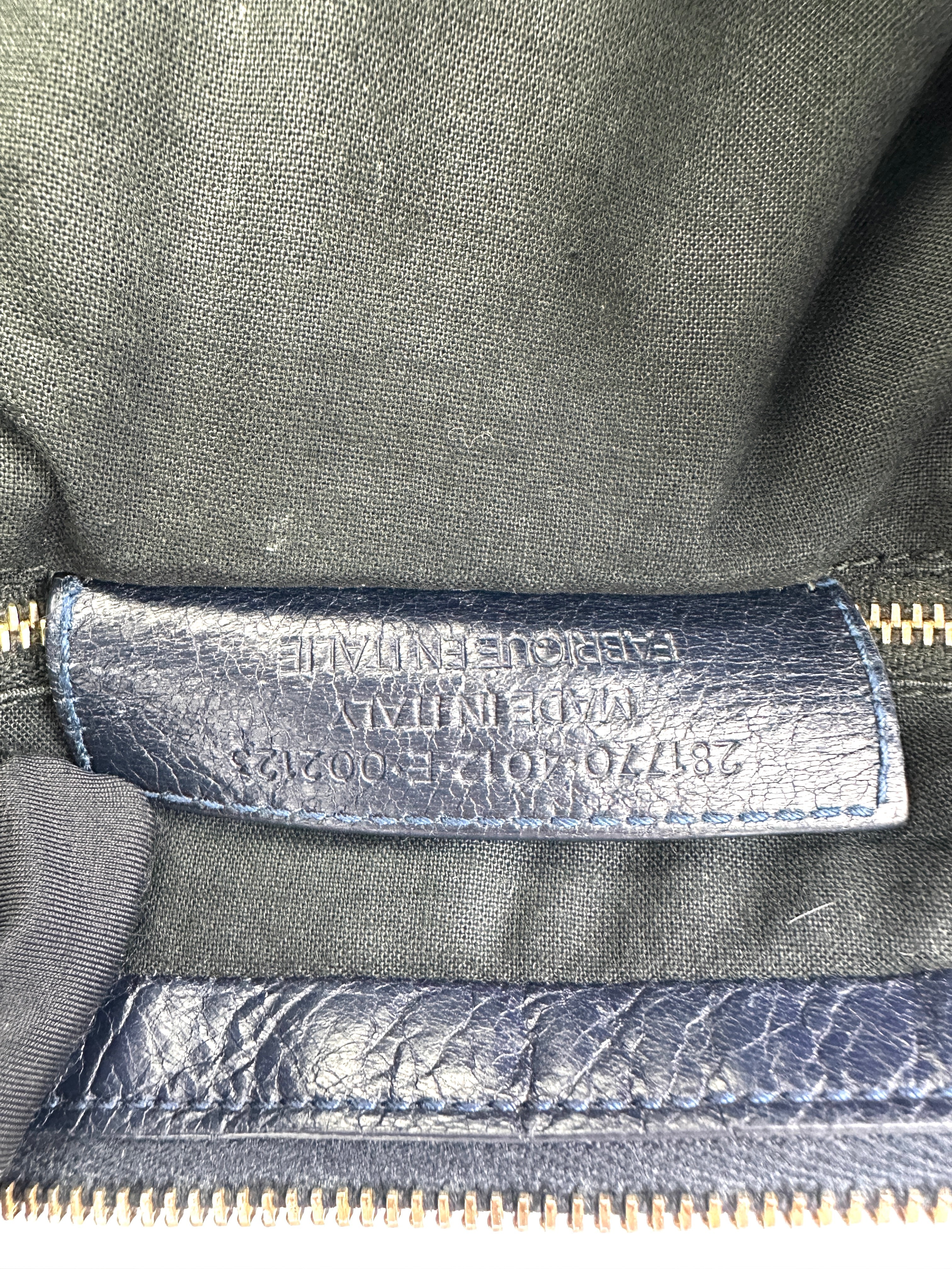 Balenciaga Moto Classic City Navy Leather Large Size Handle Bag BB69