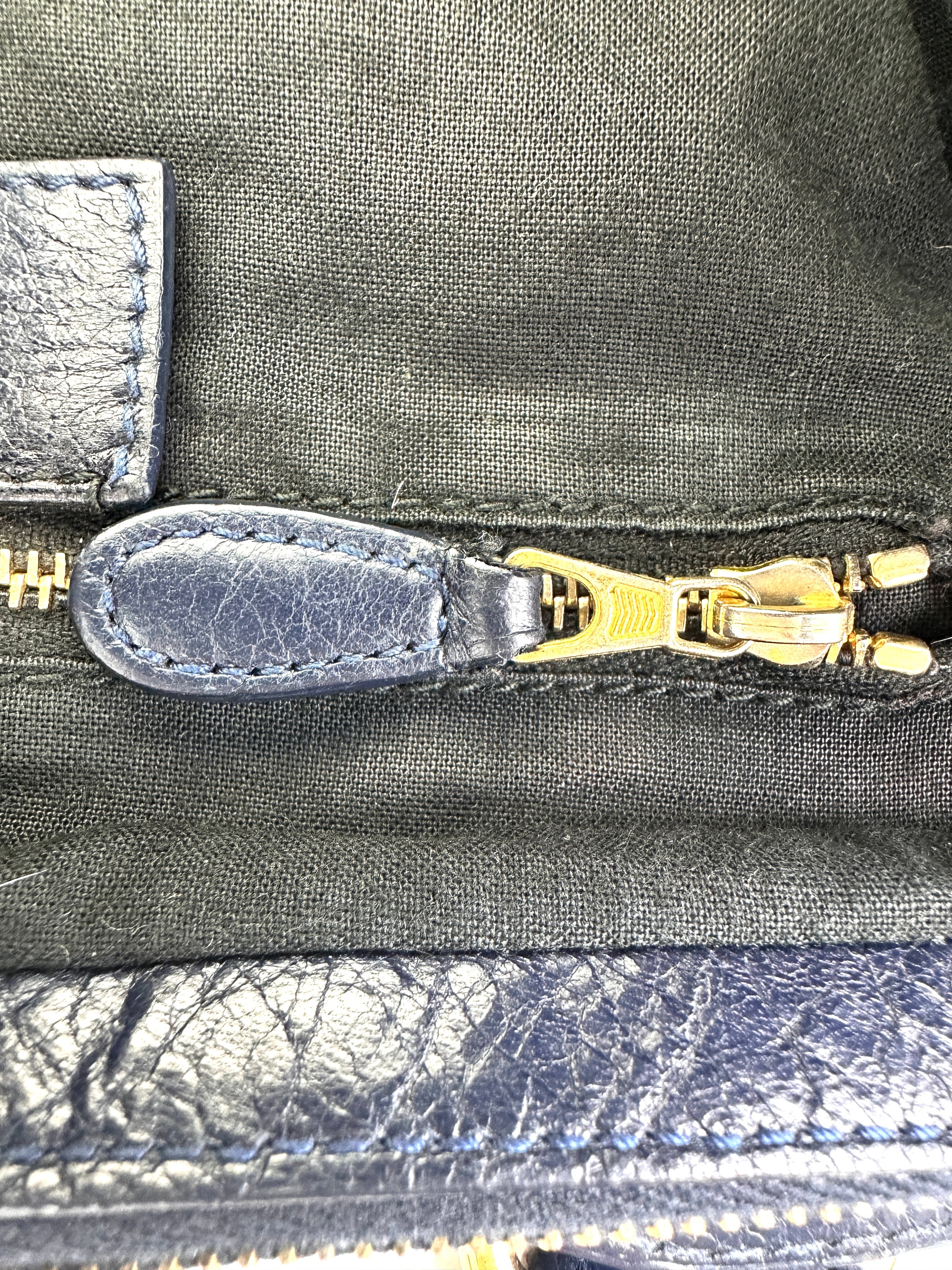 Balenciaga Moto Classic City Navy Leather Large Size Handle Bag BB69