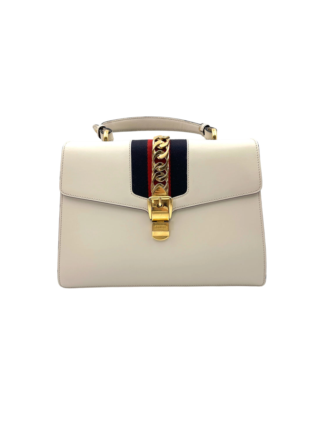 Gucci Sylvie White Leather Shoulder Bag GG915