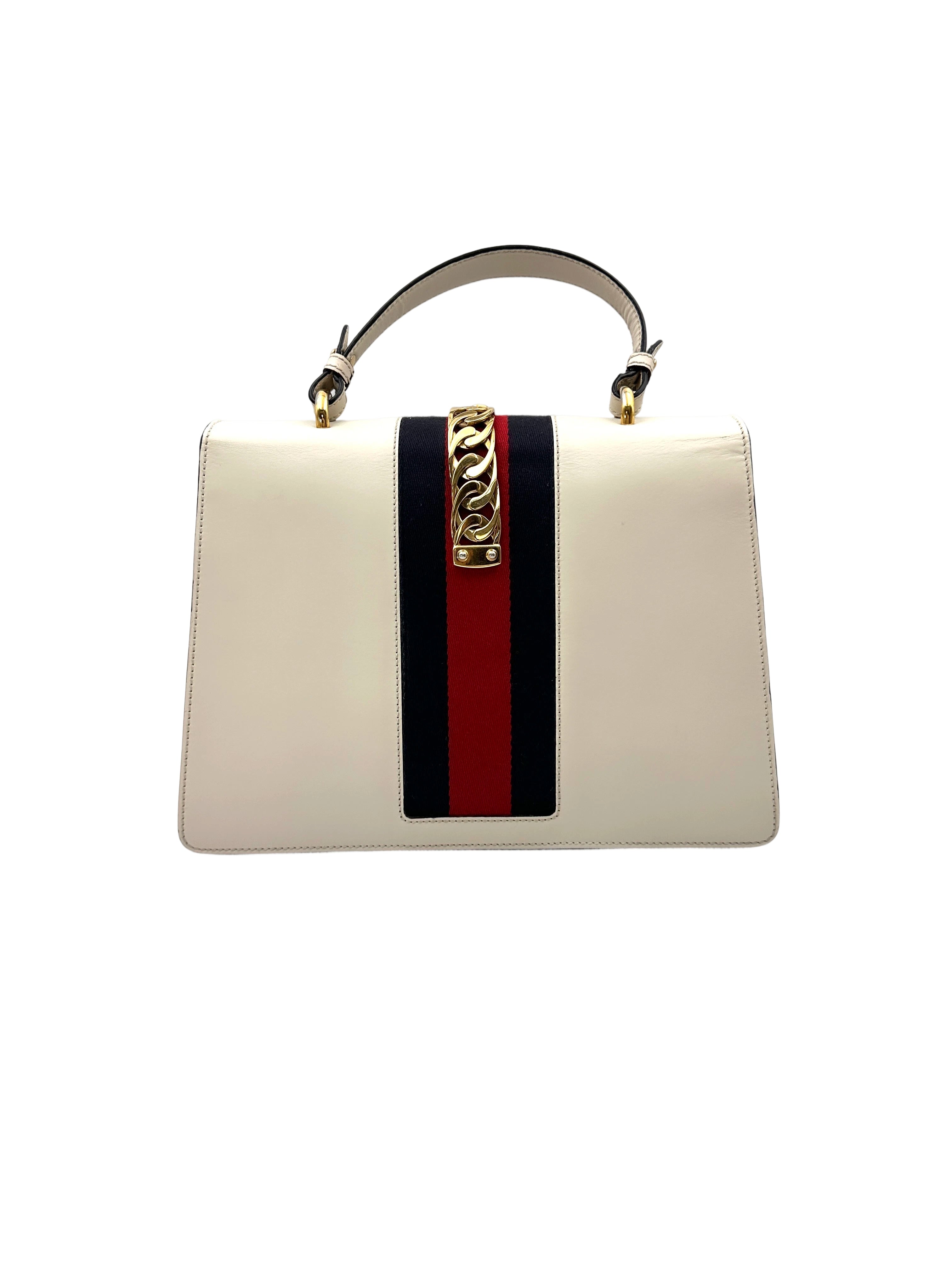 Gucci Sylvie White Leather Shoulder Bag GG915