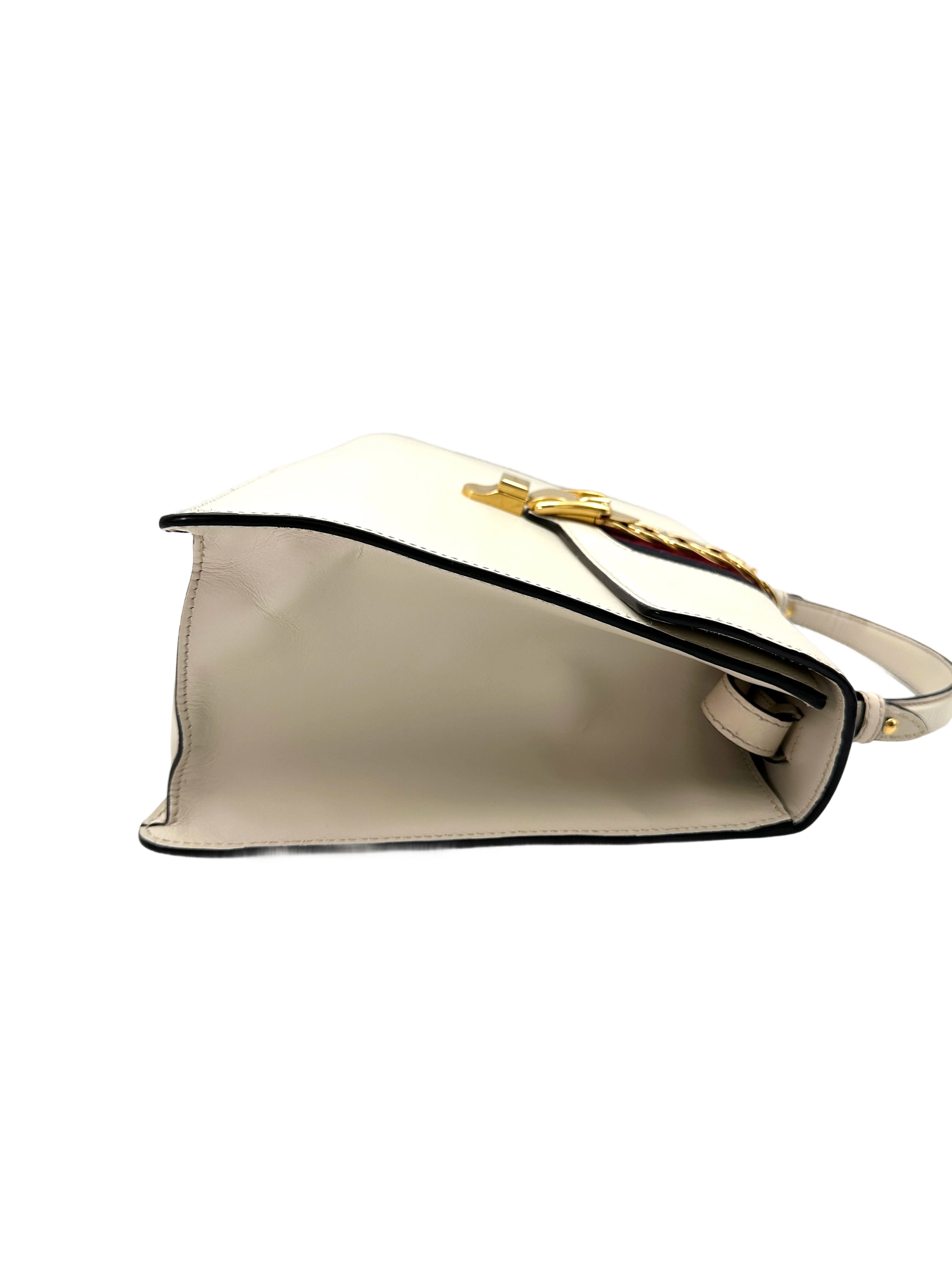 Gucci Sylvie White Leather Shoulder Bag GG915
