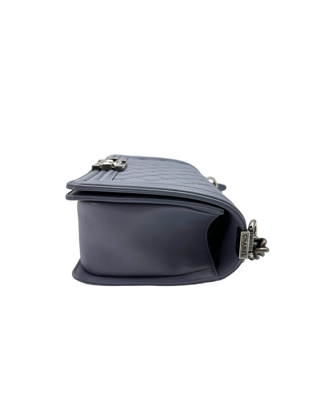 Chanel LeBoy Blue Quilted Leather Medium Size Flap Bag With Silver Buckle(15***01) CC1894