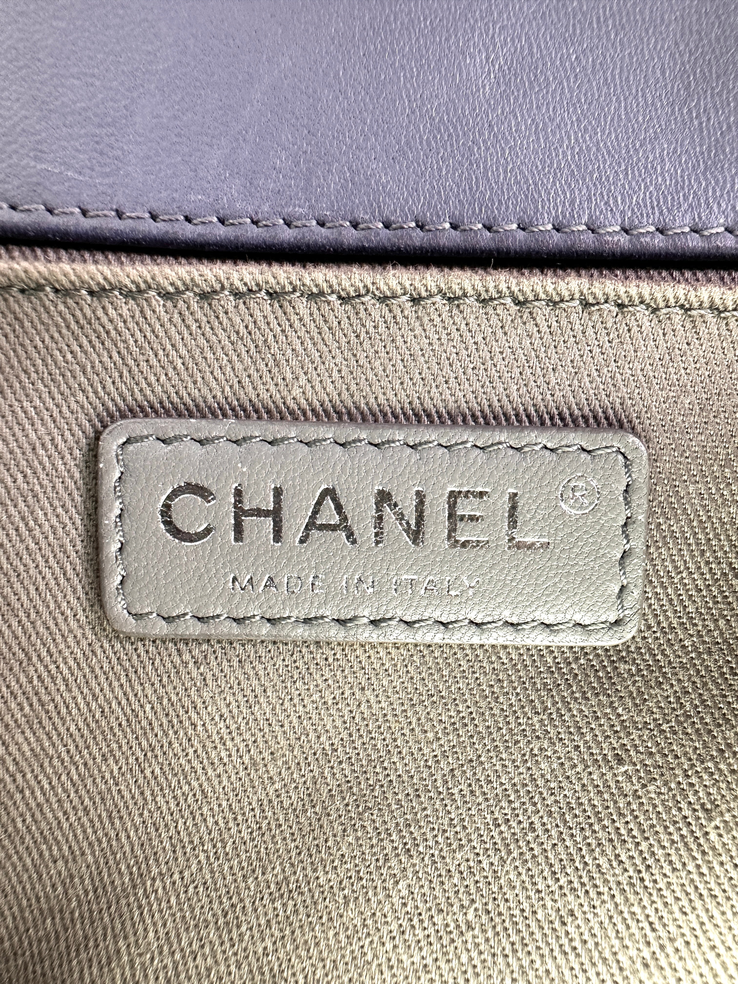 Chanel LeBoy Blue Quilted Leather Medium Size Flap Bag With Silver Buckle(15***01) CC1894