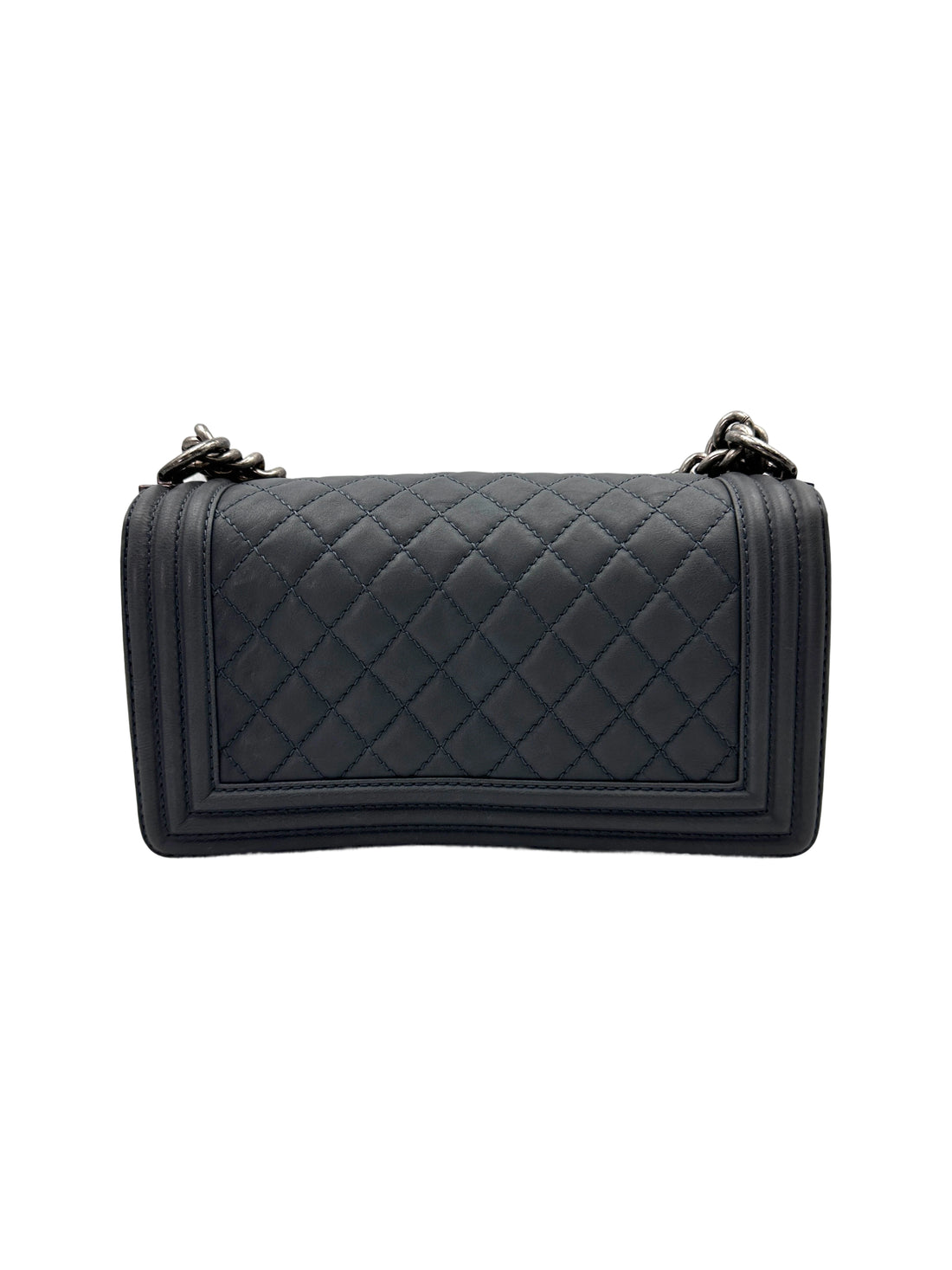 Chanel LeBoy Grey Quilted Leather Medium Size Flap Bag With Silver Hardware(19***27) CC1896