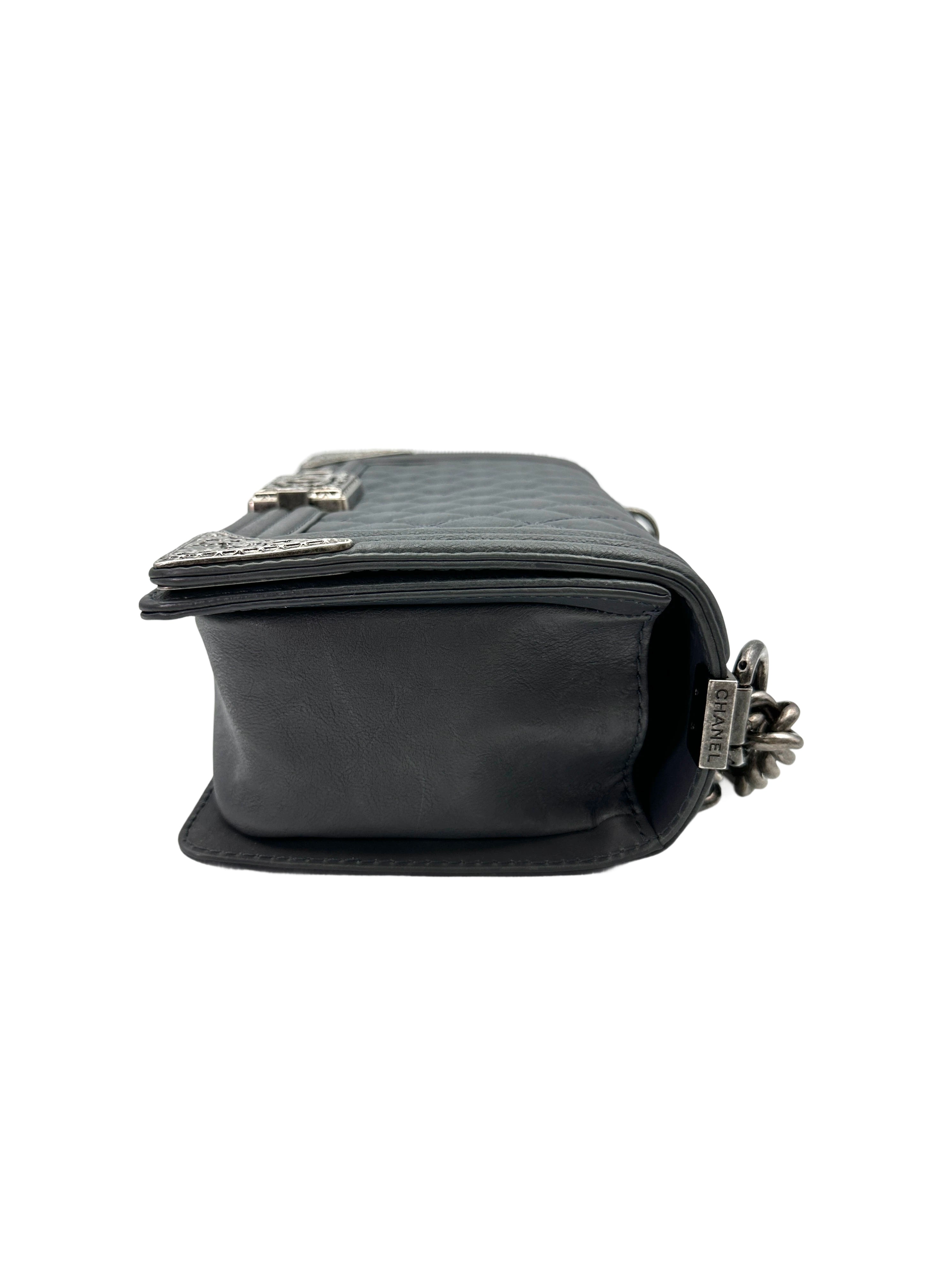 Chanel LeBoy Grey Quilted Leather Medium Size Flap Bag With Silver Hardware(19***27) CC1896