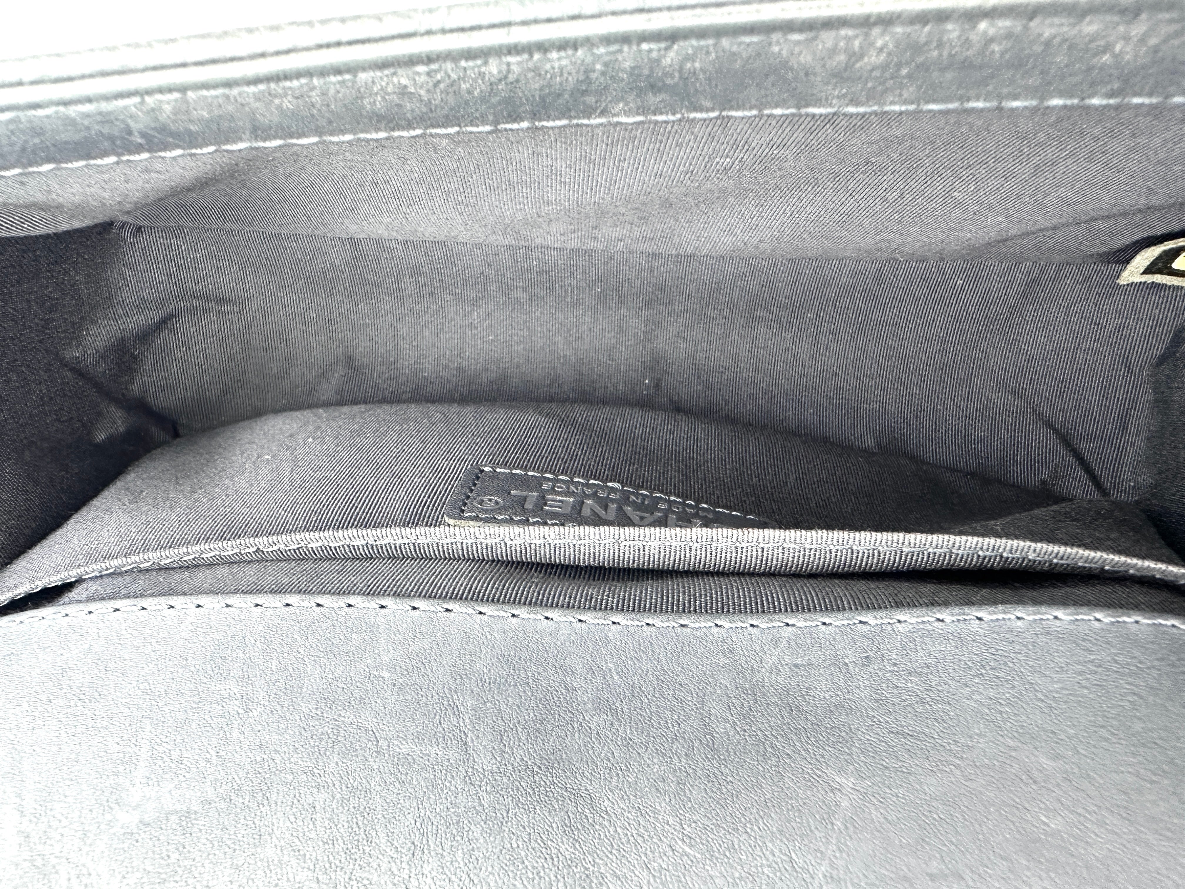 Chanel LeBoy Grey Quilted Leather Medium Size Flap Bag With Silver Hardware(19***27) CC1896