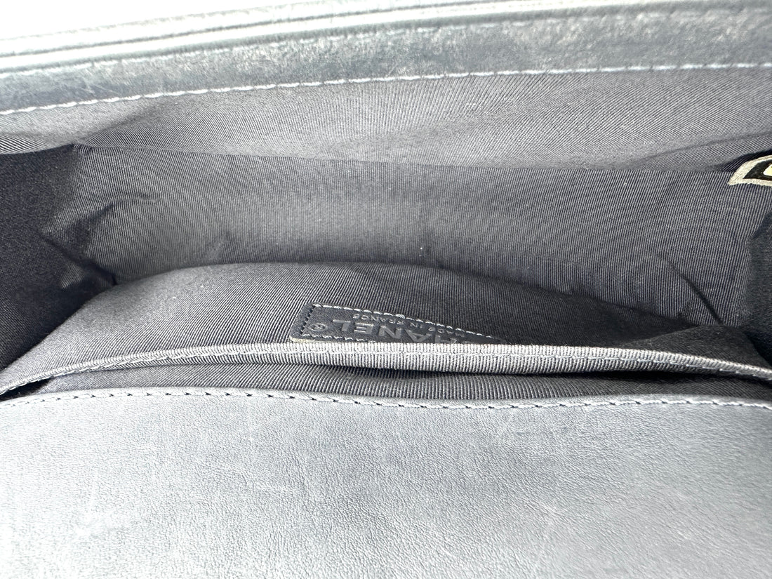 Chanel LeBoy Grey Quilted Leather Medium Size Flap Bag With Silver Hardware(19***27) CC1896