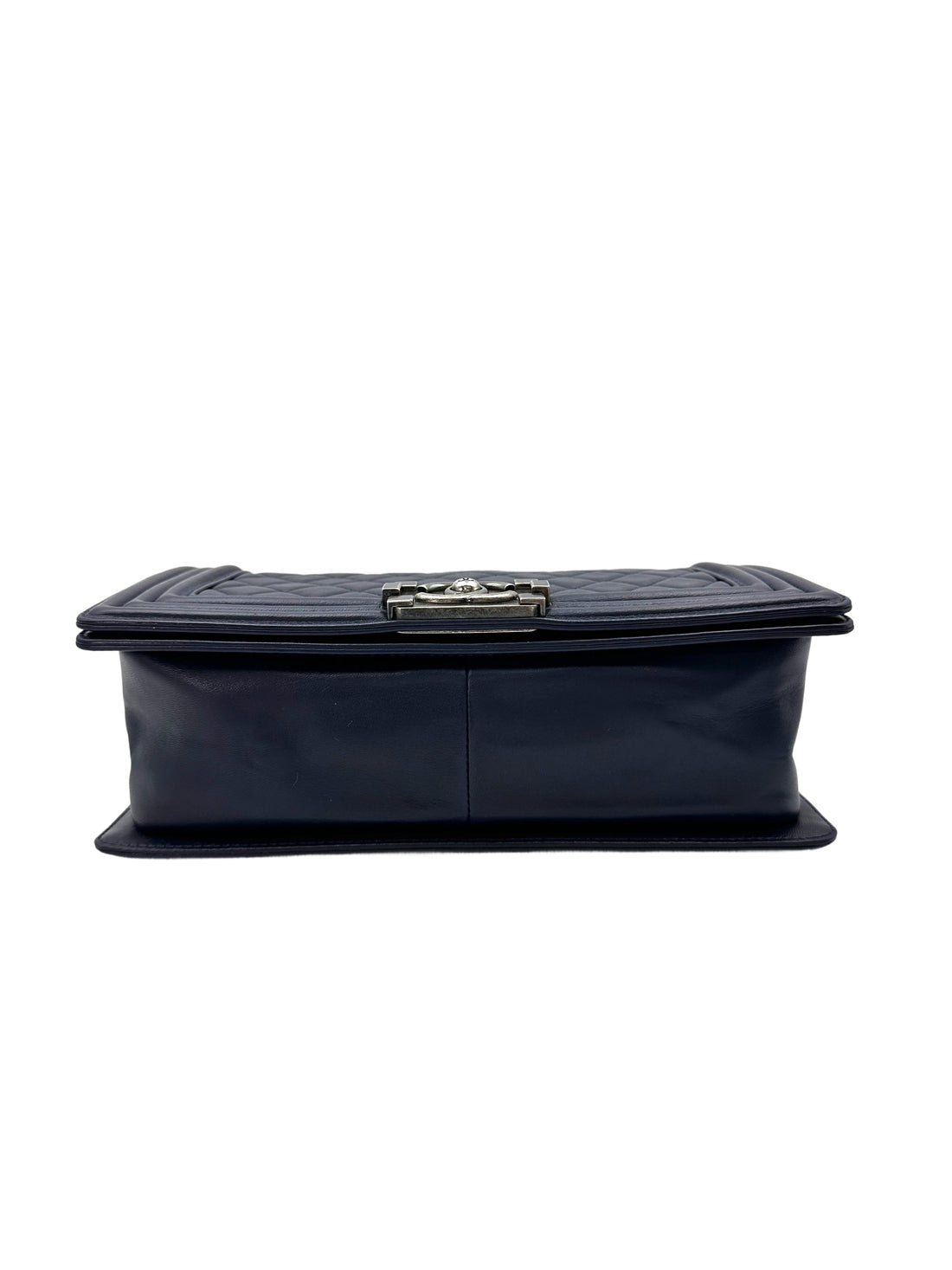 Chanel LeBoy Navy Quilted Leather Flap Bag With Silver Buckle(16***83) CC1892