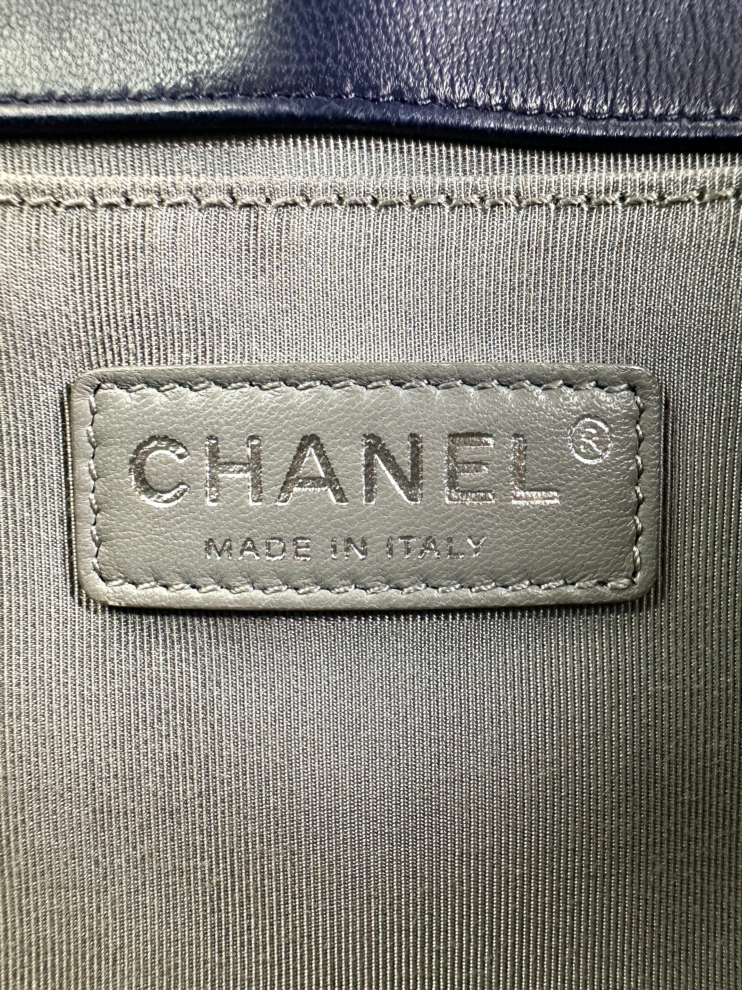 Chanel LeBoy Navy Quilted Leather Flap Bag With Silver Buckle(16***83) CC1892