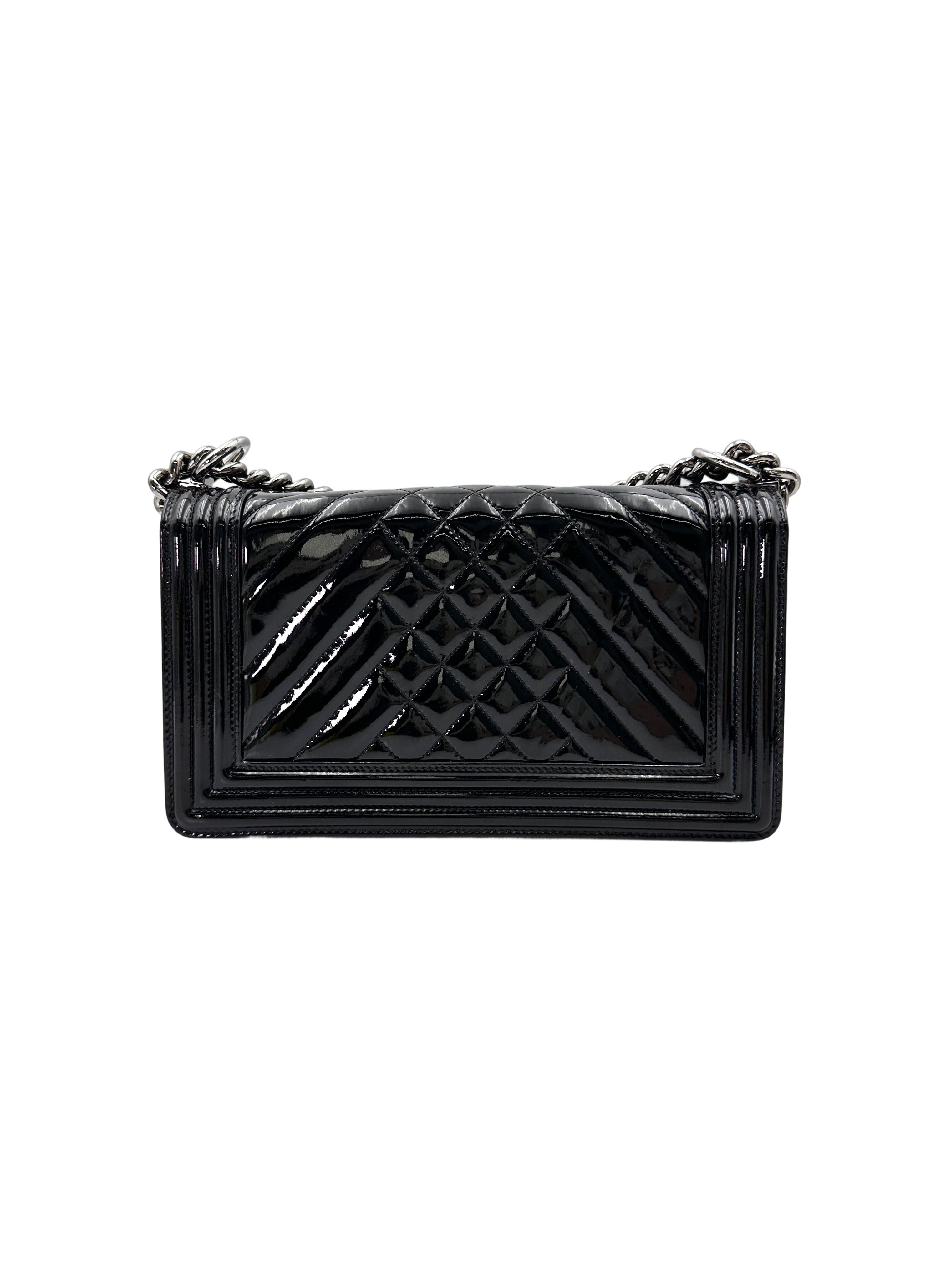 Chanel LeBoy Black Quilted Patent Leather Flap Bag With Silver Buckle(18***25) CC1891