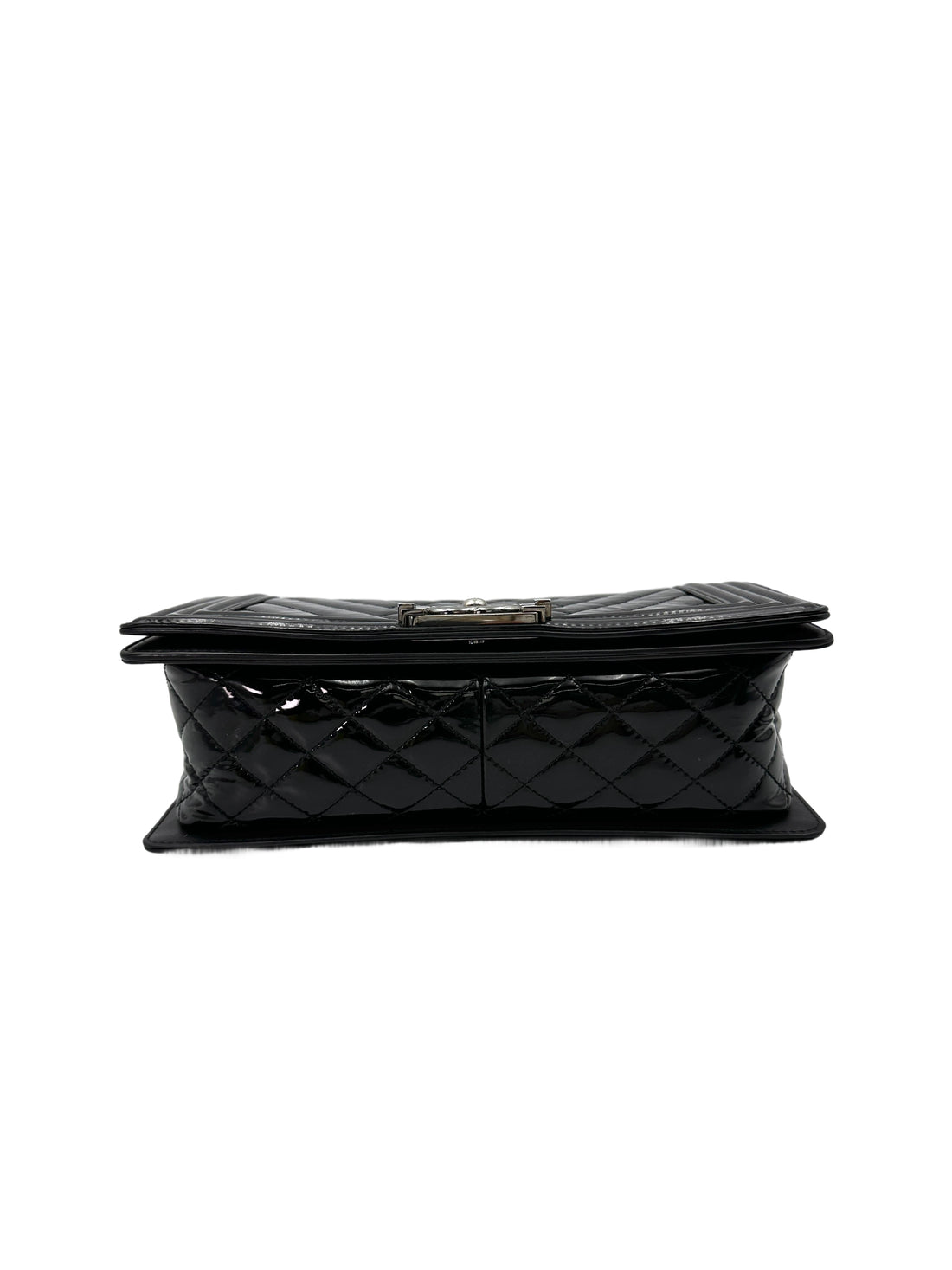 Chanel LeBoy Black Quilted Patent Leather Flap Bag With Silver Buckle(18***25) CC1891