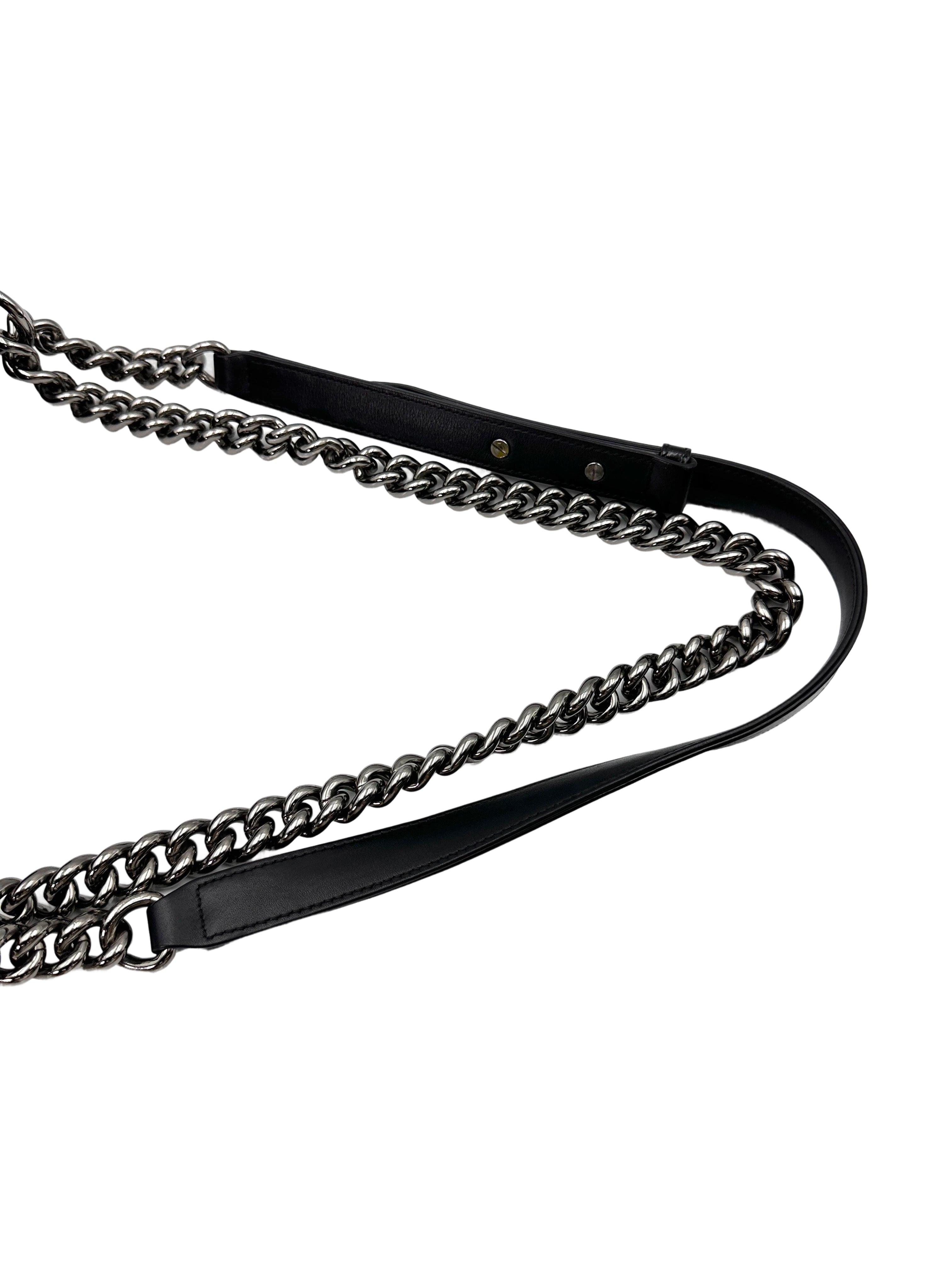 Chanel LeBoy Black Quilted Patent Leather Flap Bag With Silver Buckle(18***25) CC1891