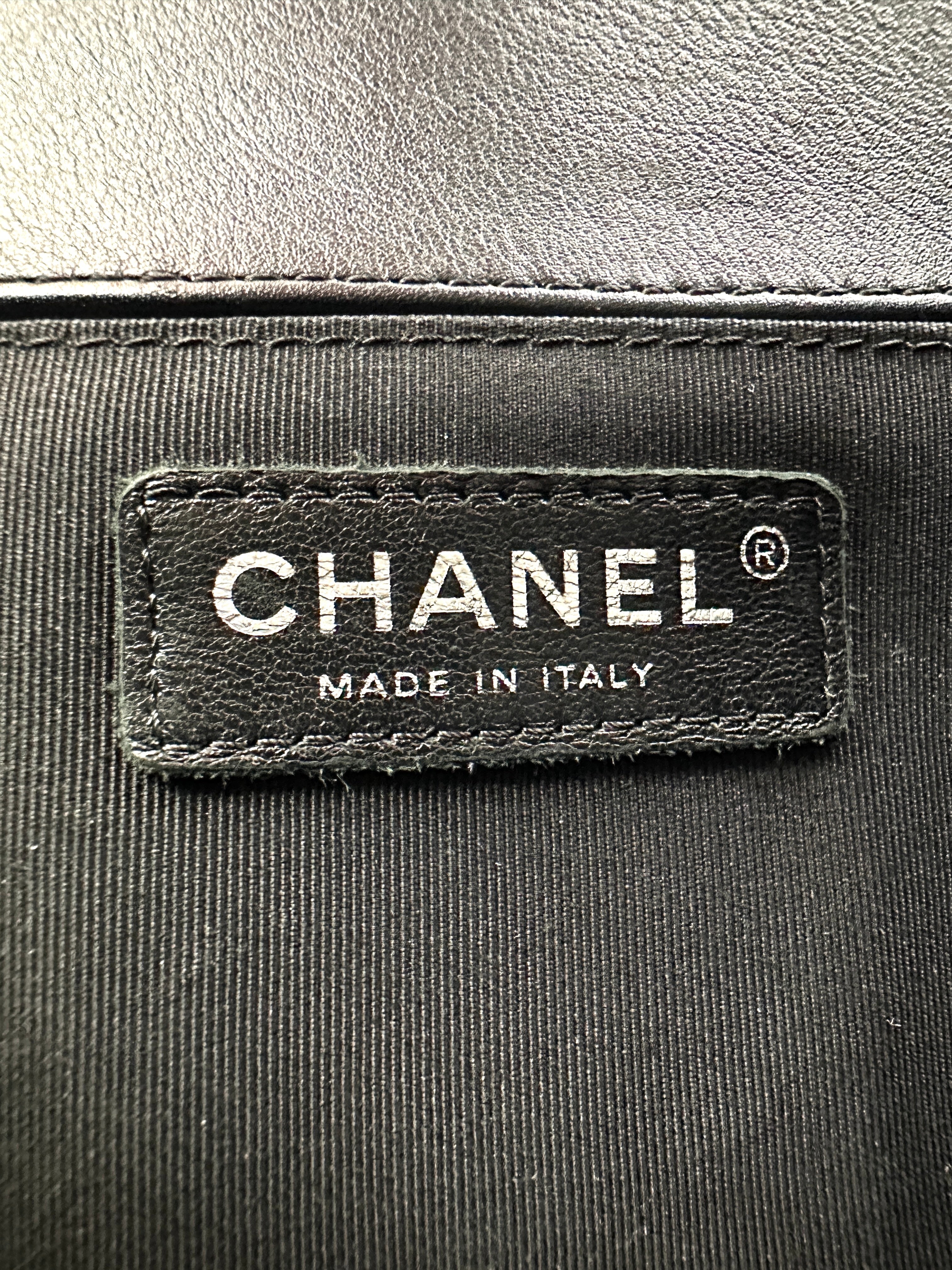 Chanel LeBoy Black/Navy Leather Medium Size Flap Bag With Silver Buckle(21***63) CC1893