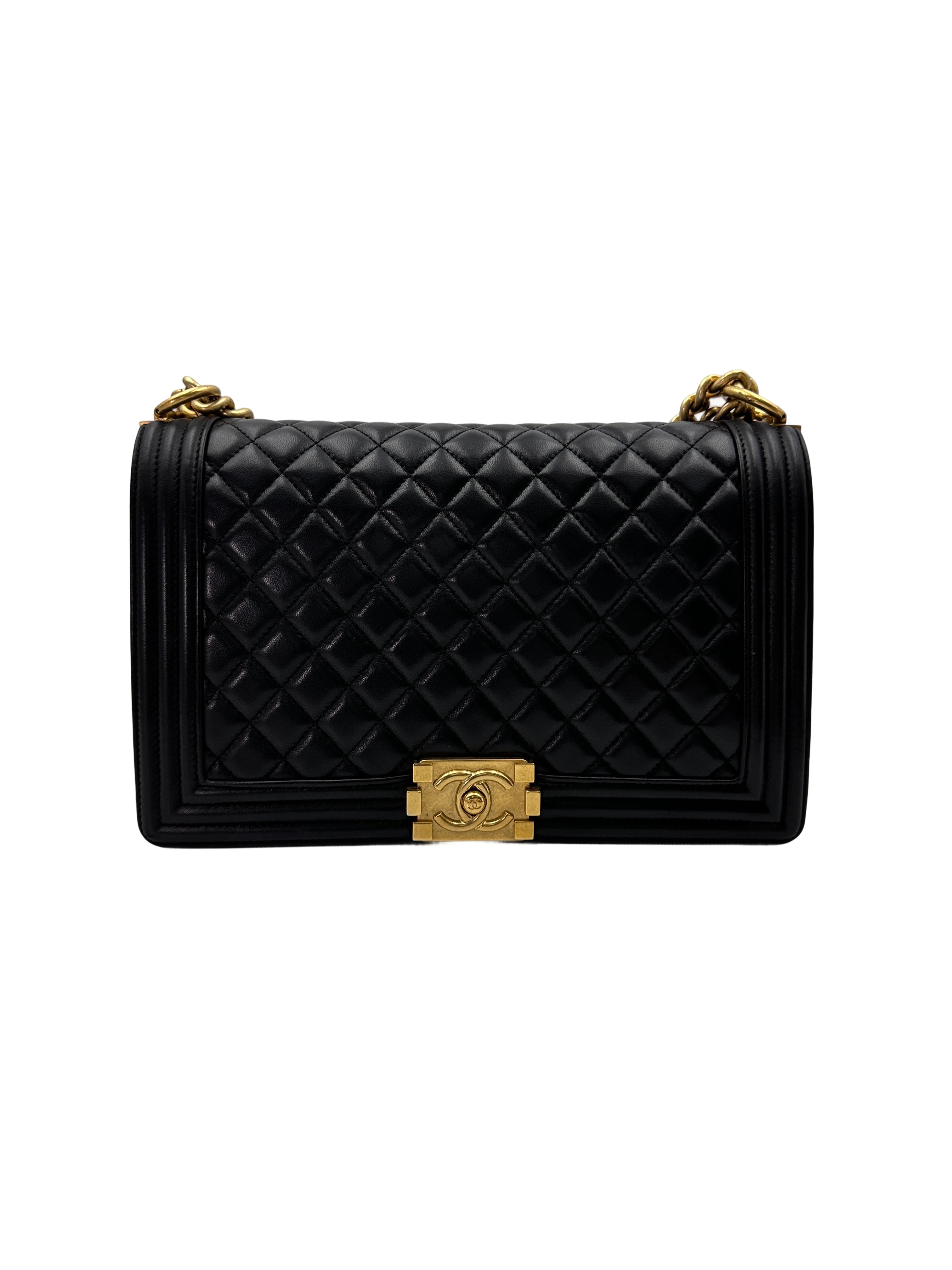 Chanel LeBoy Black Quilted Lambskin Flap Bag With Gold Buckle(24***14) CC1895