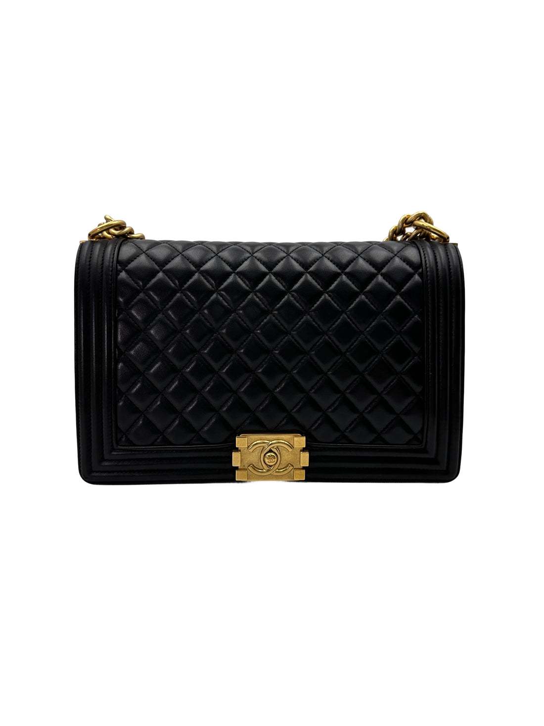 Chanel LeBoy Black Quilted Lambskin Flap Bag With Gold Buckle(24***14) CC1895