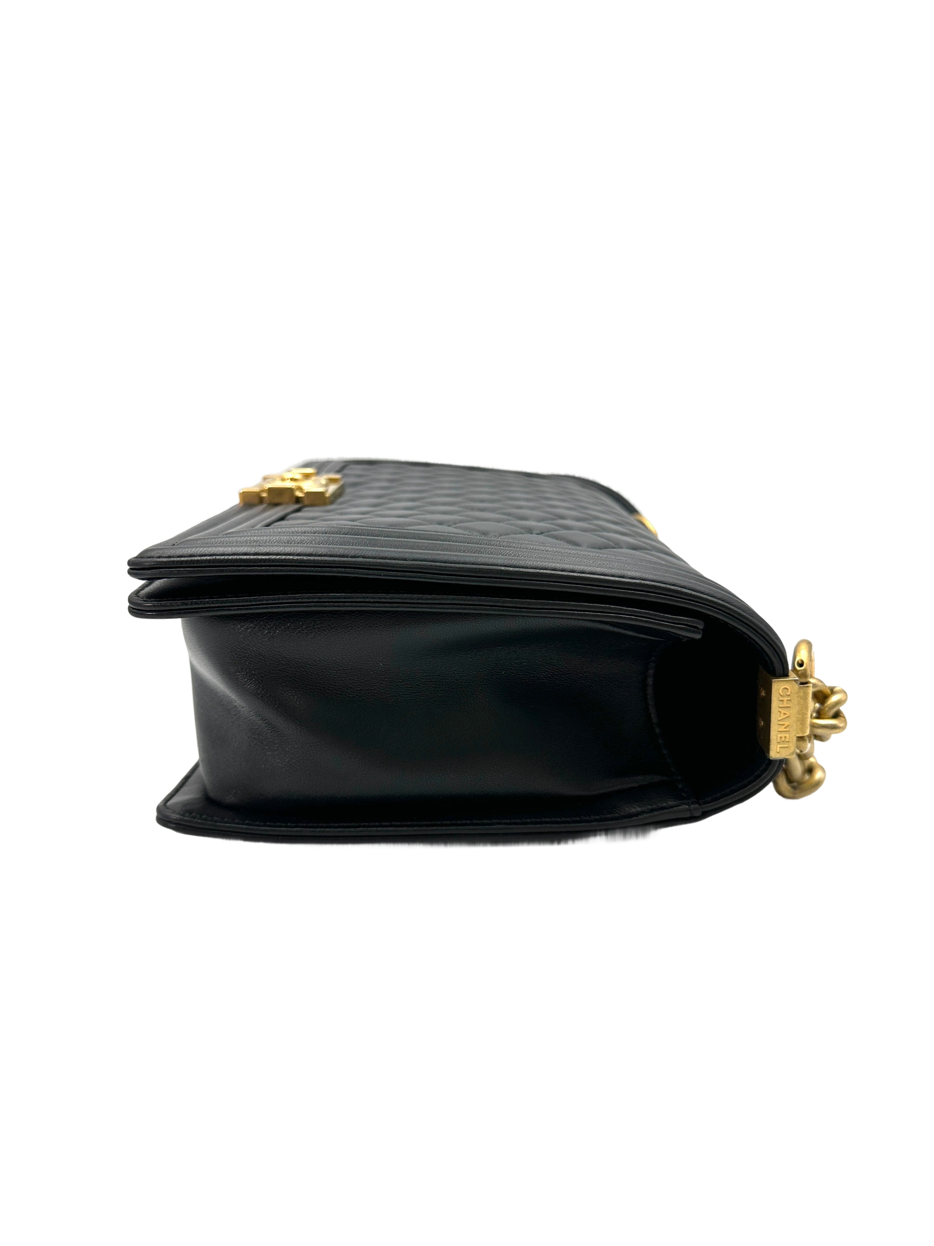 Chanel LeBoy Black Quilted Lambskin Flap Bag With Gold Buckle(24***14) CC1895