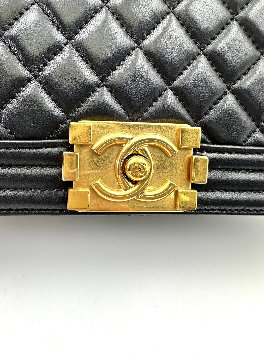 Chanel LeBoy Black Quilted Lambskin Flap Bag With Gold Buckle(24***14) CC1895