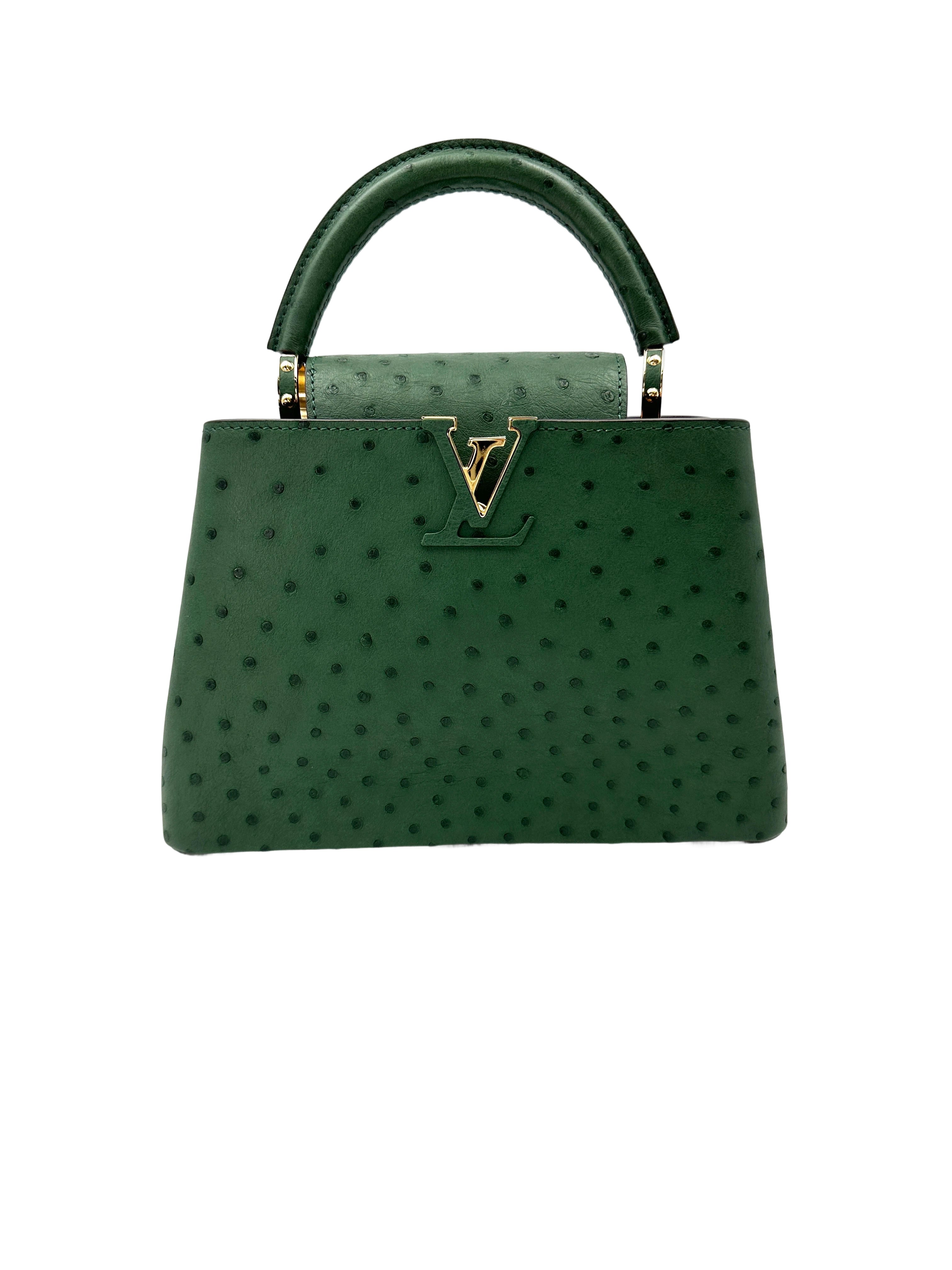 Louis Vuitton Capucines BB Green Ostrich Handle Bag IRIS213
