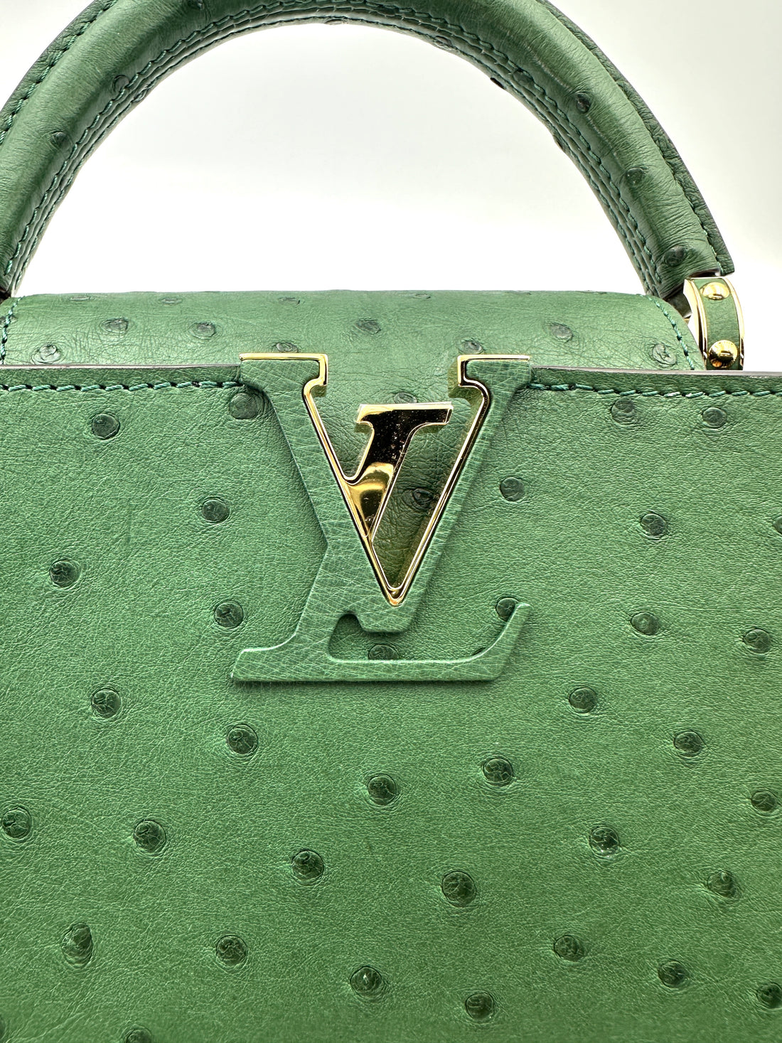 Louis Vuitton Capucines BB Green Ostrich Handle Bag IRIS213