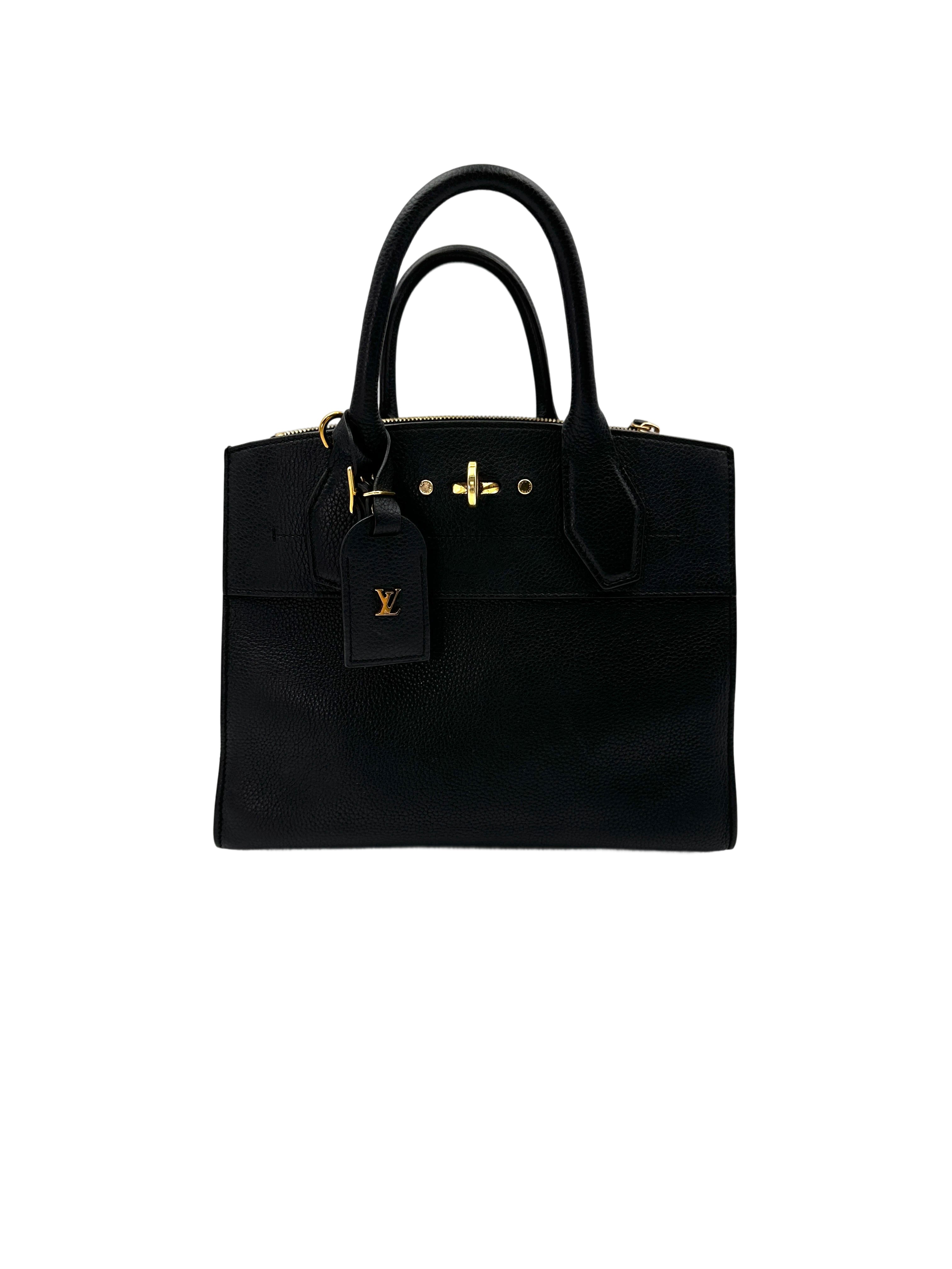 Louis Vuitton City Steamer Black Grained Leather Handle Bag LV2628