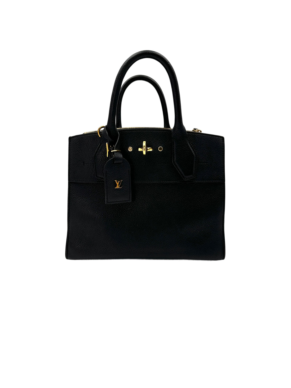 Louis Vuitton City Steamer Black Grained Leather Handle Bag LV2628