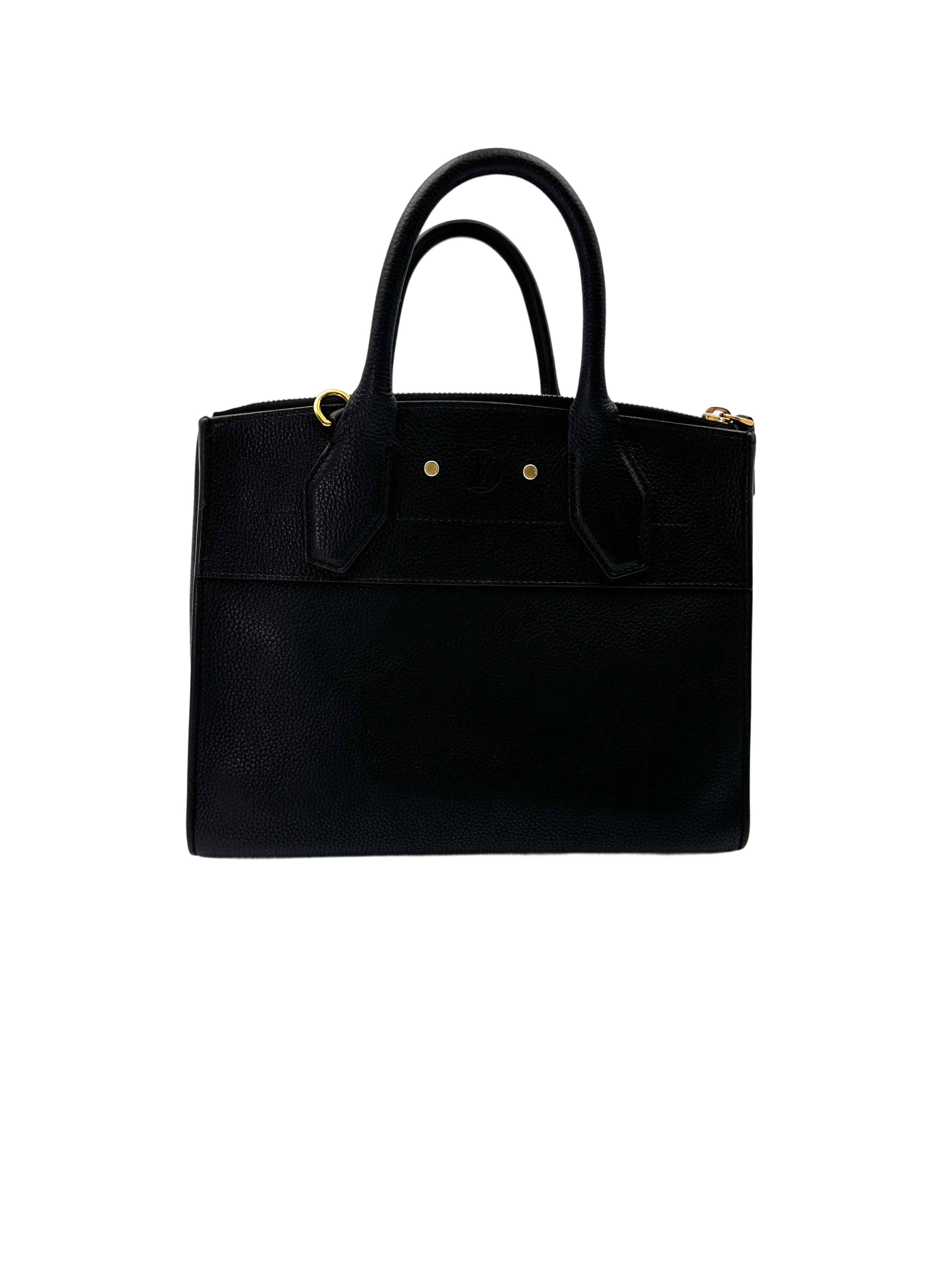 Louis Vuitton City Steamer Black Grained Leather Handle Bag LV2628