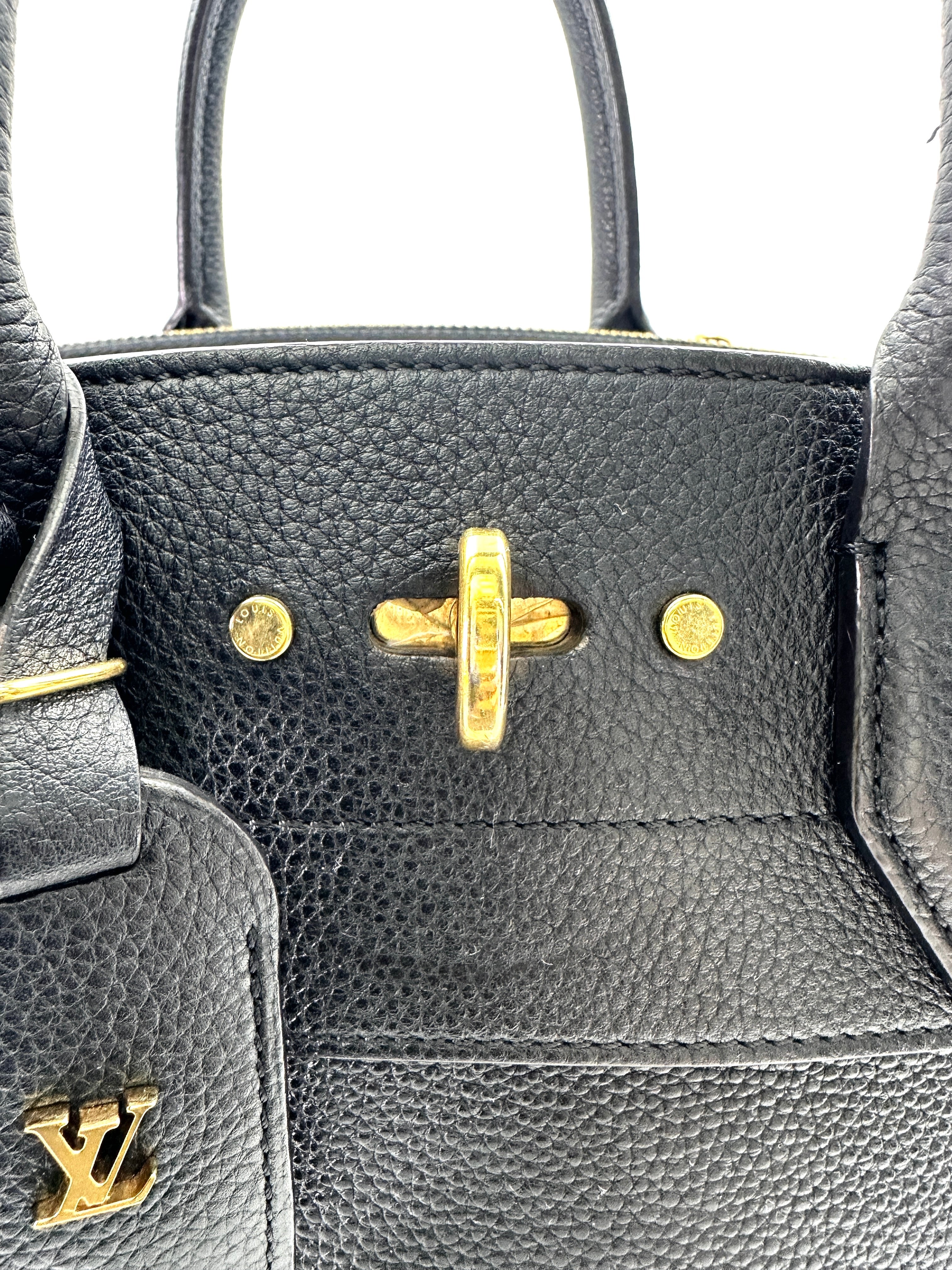 Louis Vuitton City Steamer Black Grained Leather Handle Bag LV2628