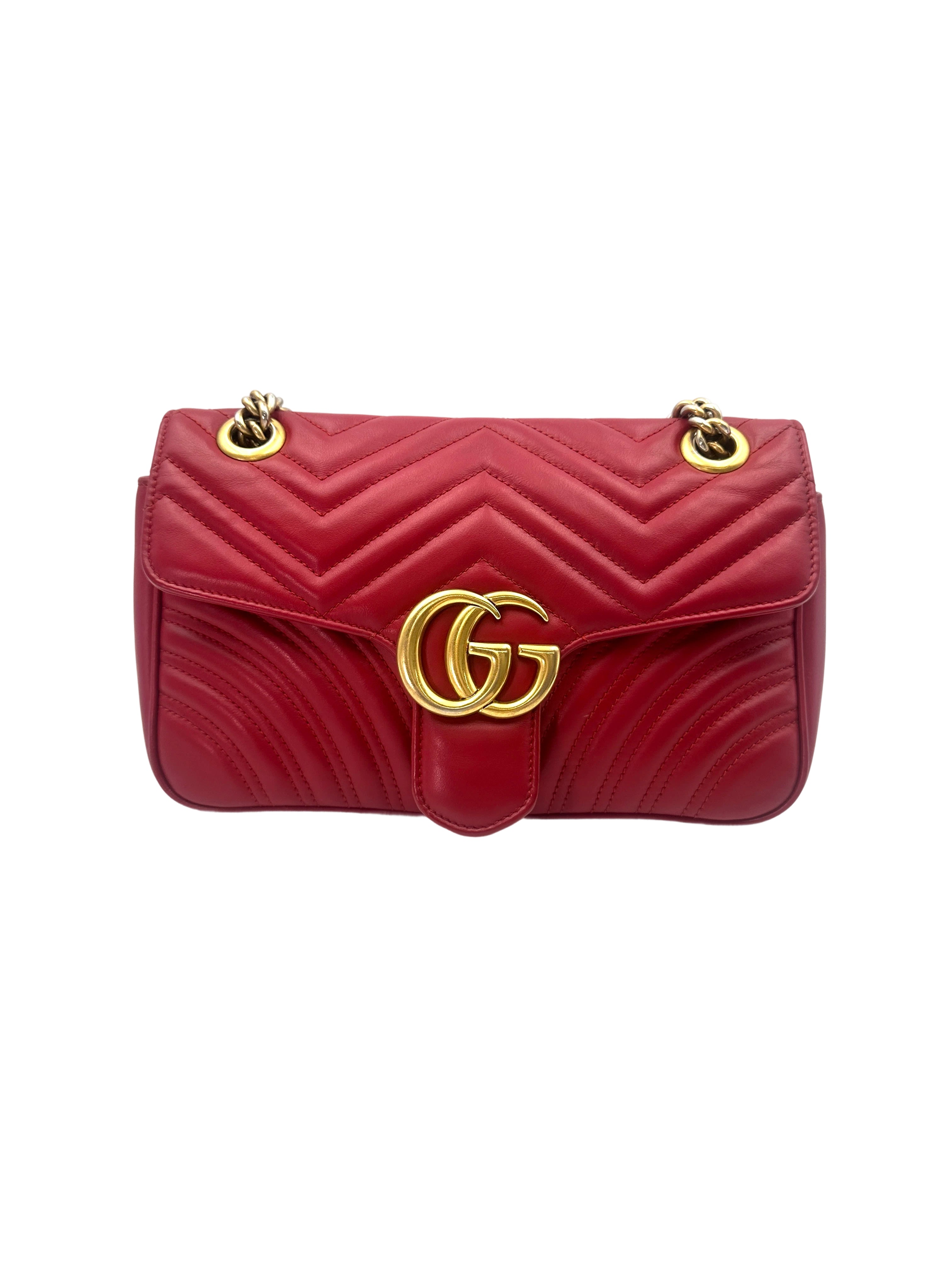 Gucci GG Marmont Red Matelasse Leather Shoulder Bag GG926