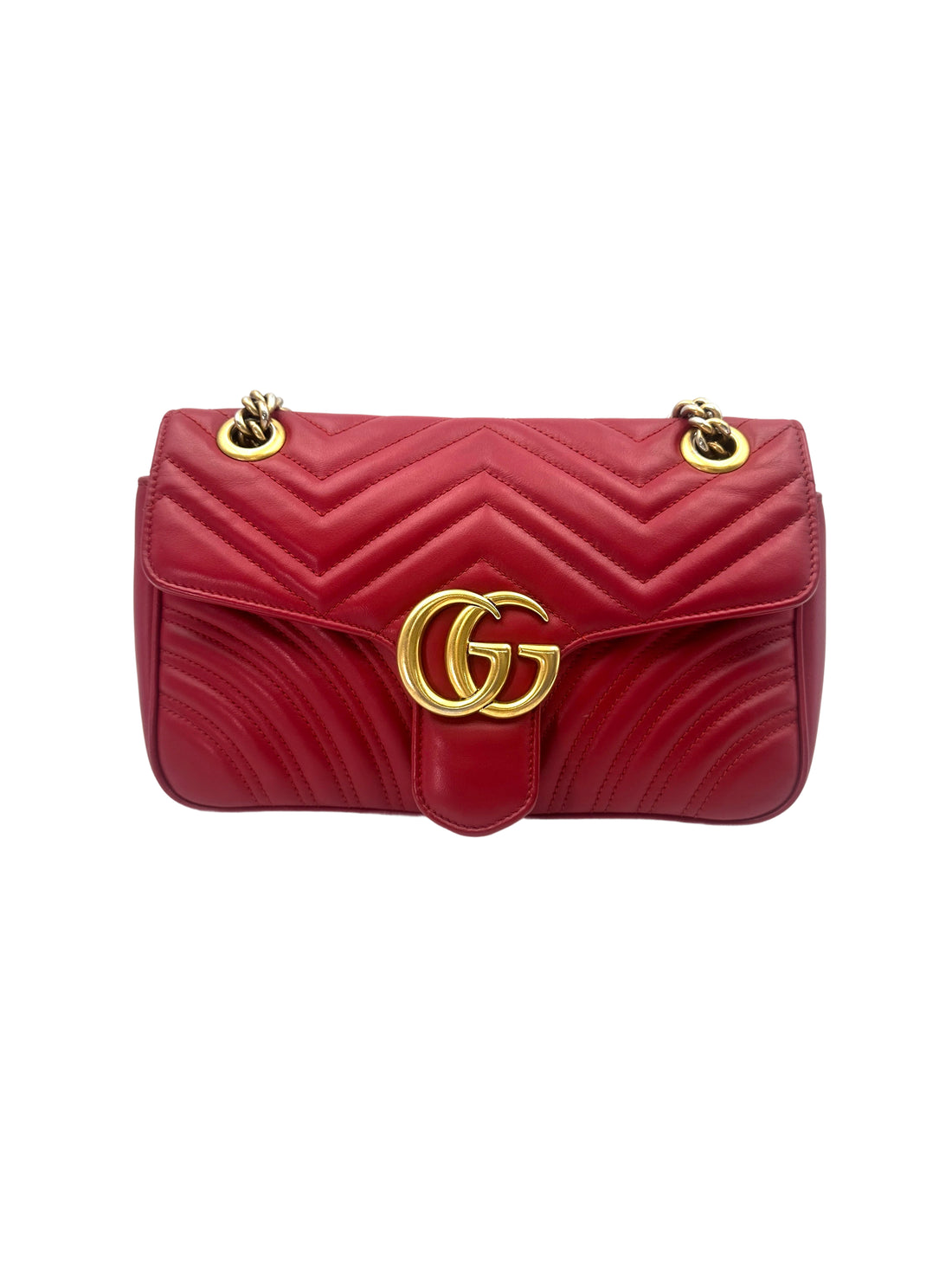Gucci GG Marmont Red Matelasse Leather Shoulder Bag GG926