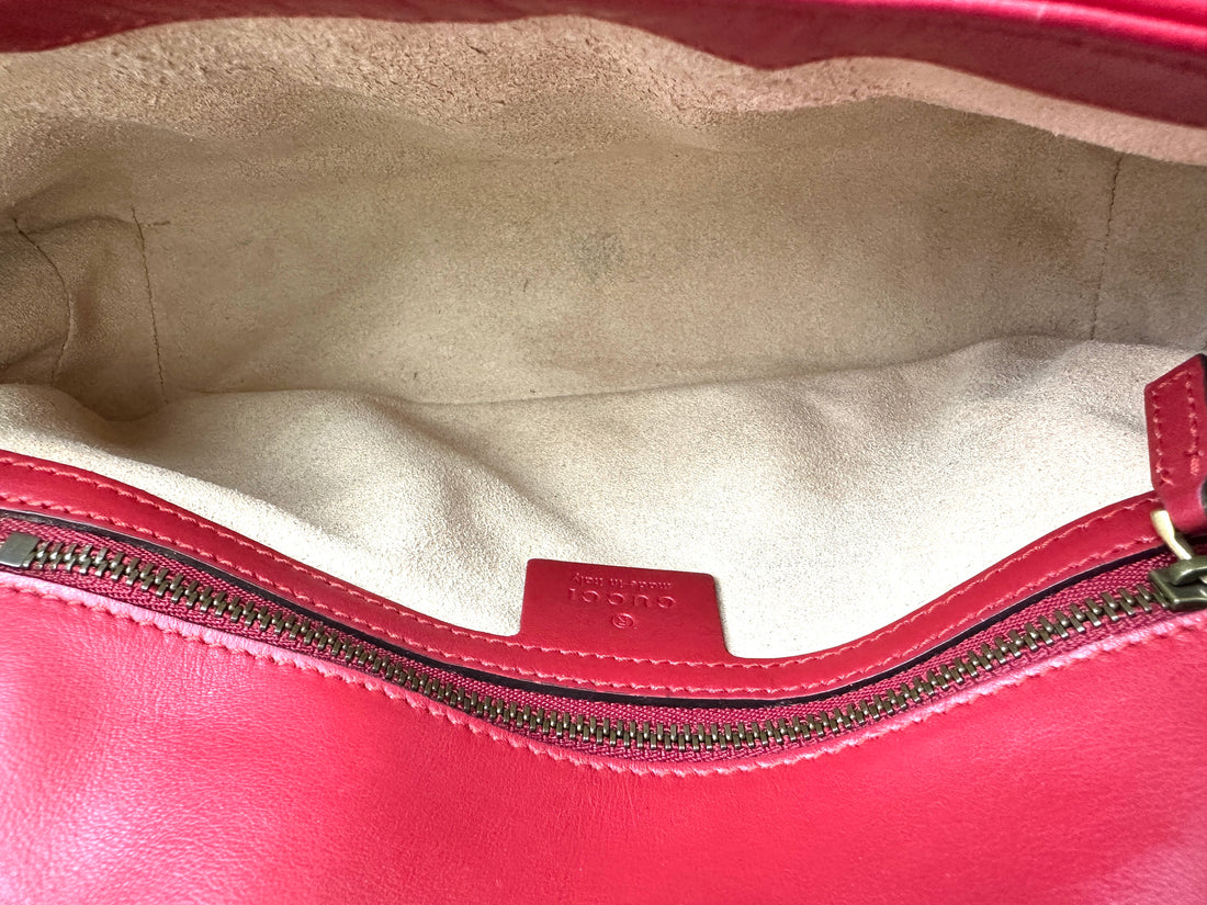 Gucci GG Marmont Red Matelasse Leather Shoulder Bag GG926