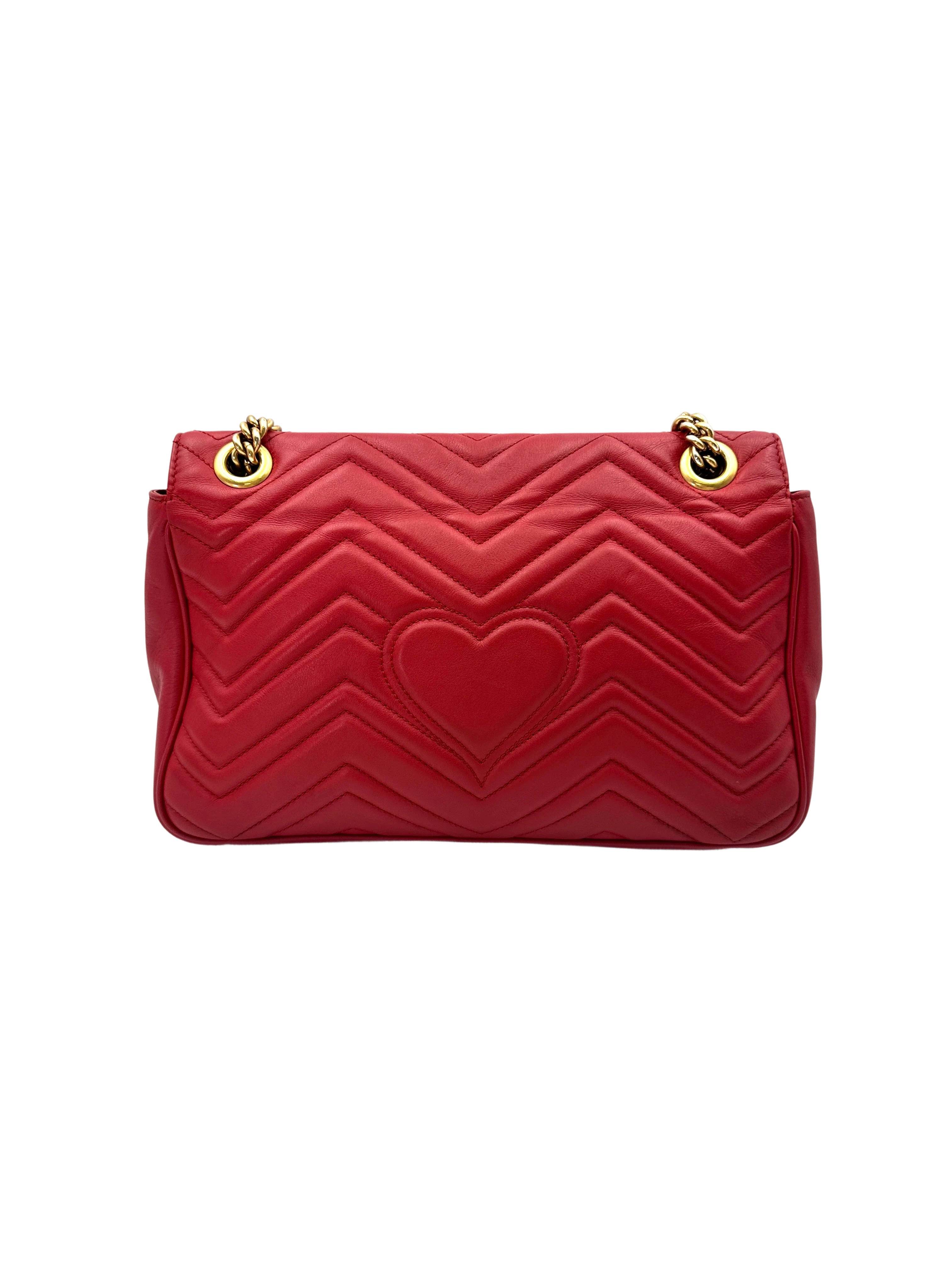 Gucci GG Marmont Red Matelasse Leather Large Size Flap Bag GG928