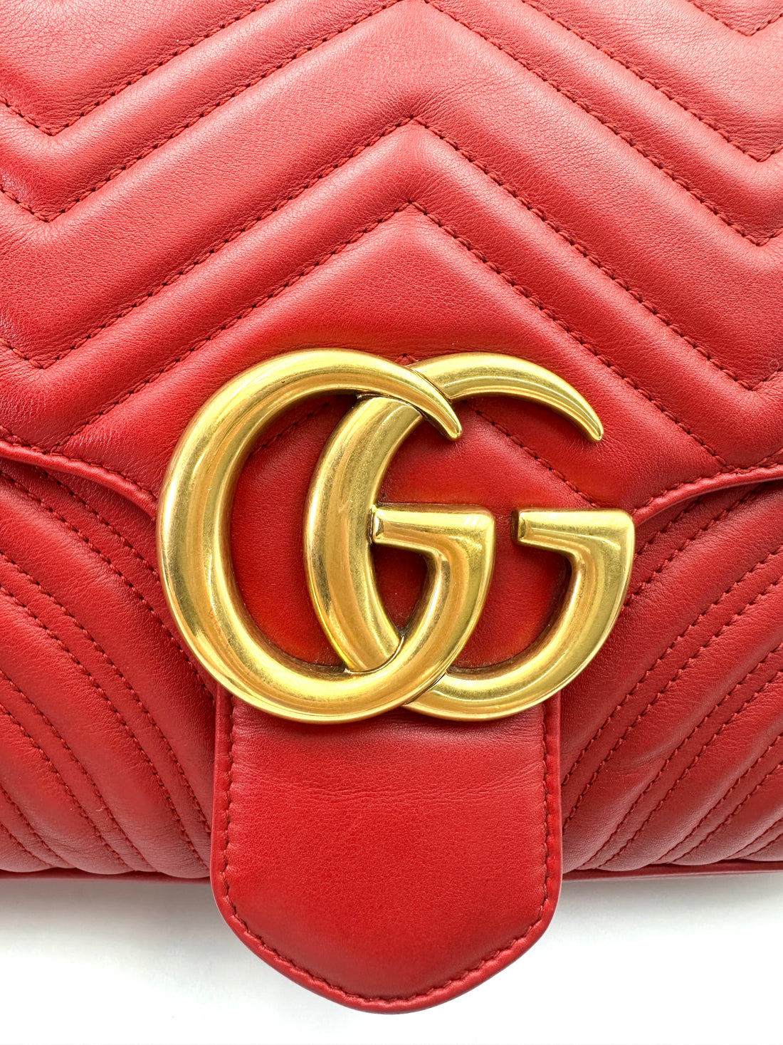 Gucci GG Marmont Red Matelasse Leather Large Size Flap Bag GG928