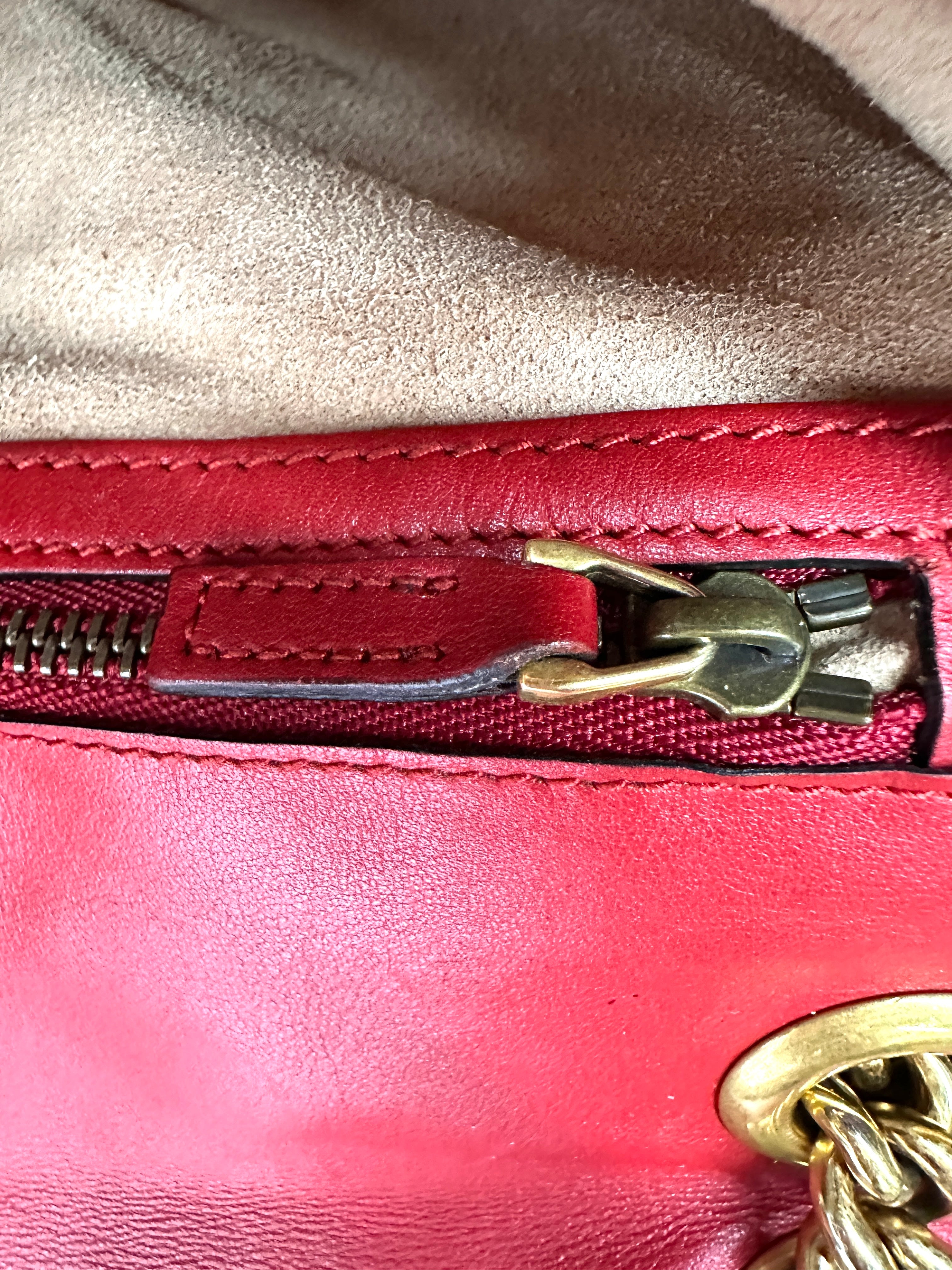 Gucci GG Marmont Red Matelasse Leather Large Size Flap Bag GG928