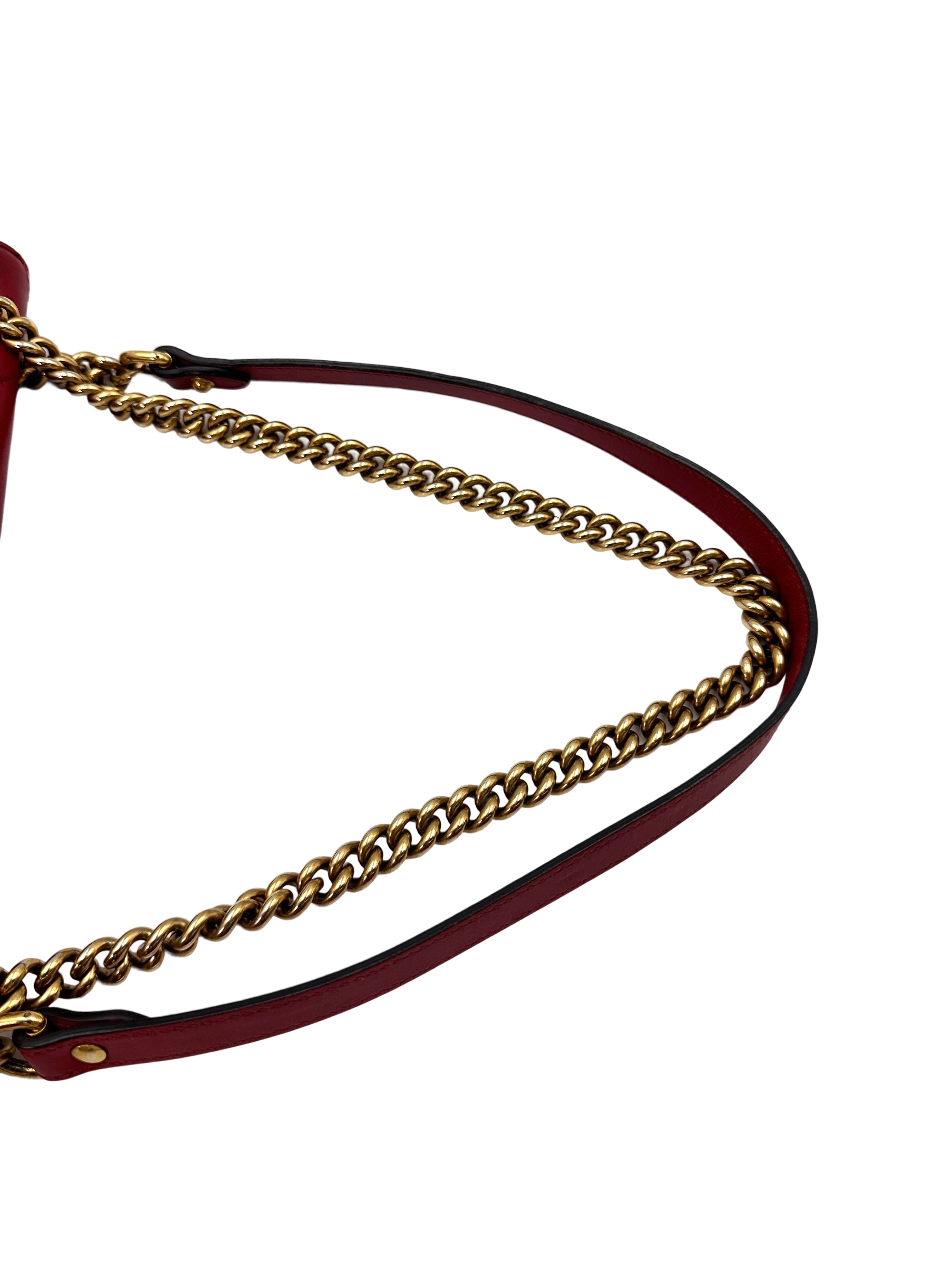 Gucci GG Marmont Red Matelasse Leather Large Size Flap Bag GG928