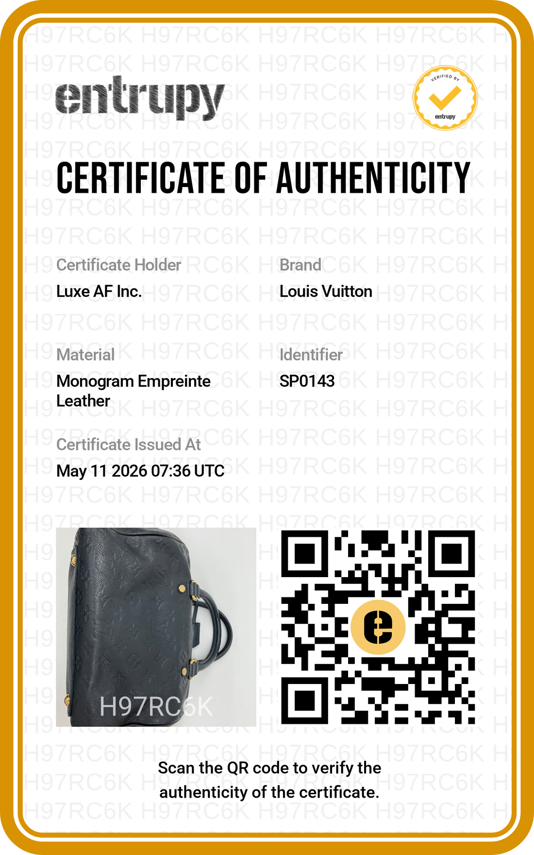 Louis Vuitton Speedy25 Black Monogram Empreinte Leather Handle Bag LV2627