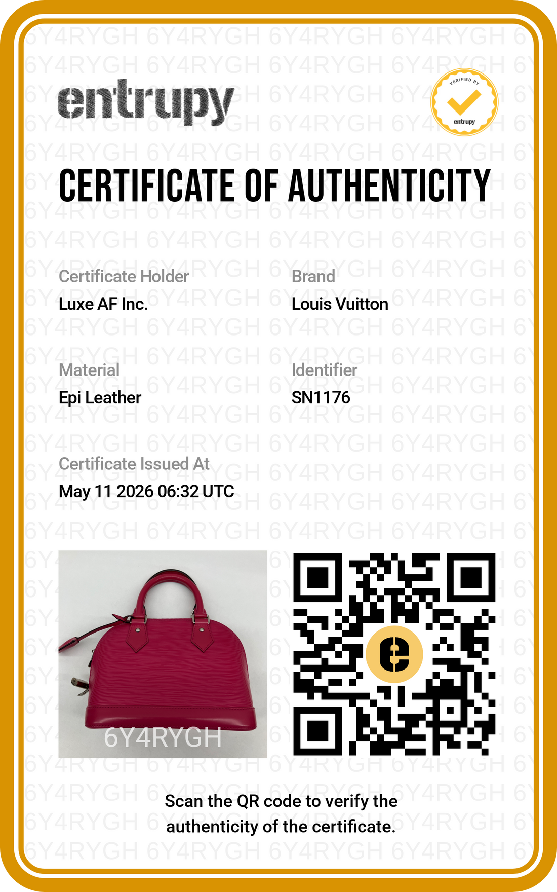 Louis Vuitton Alma BB Red Epi Leather Handle Bag LV2614