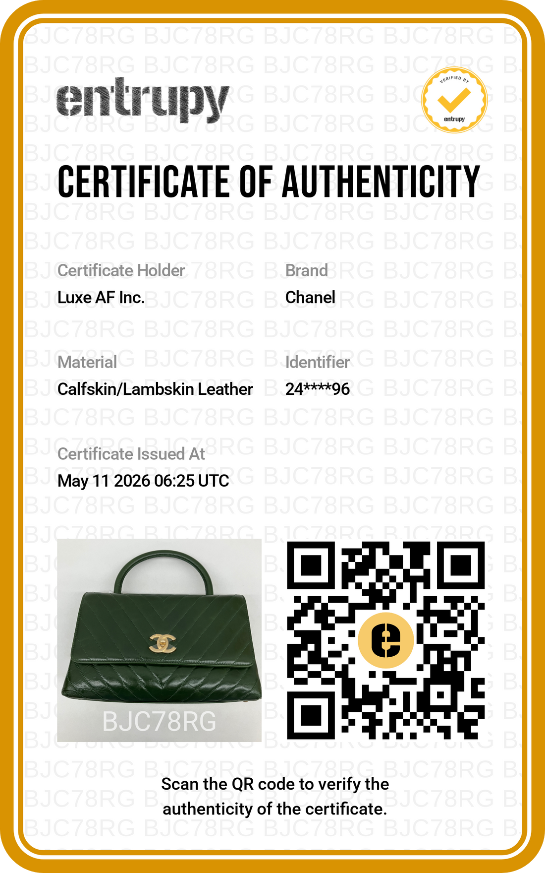 Chanel CoCo Handle Green Chevron Quilted Leather Medium Size Handle Bag With Gold Buckle(24***96) C1888