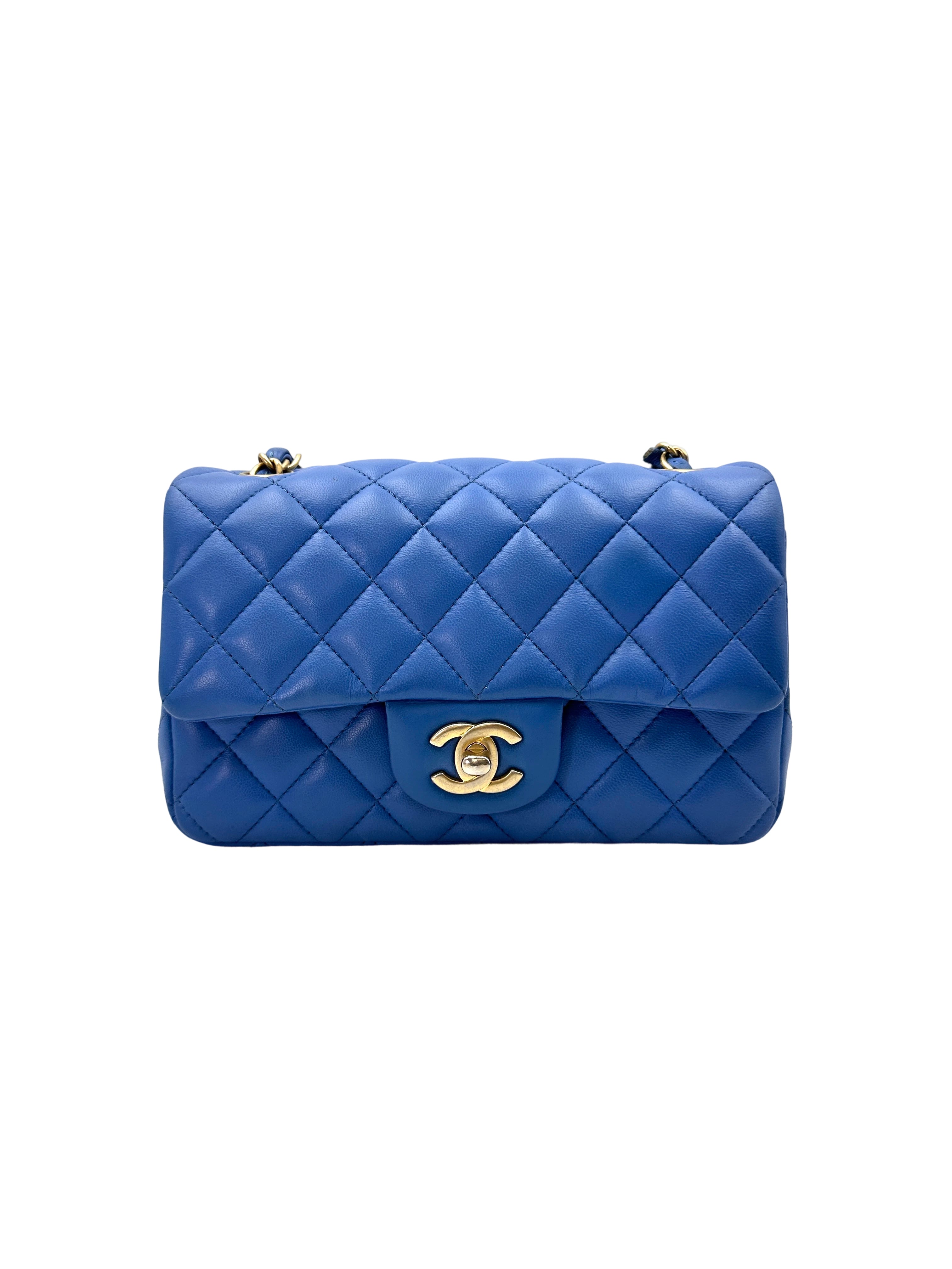 Chanel Classic Flap Blue Quilted Leather Shoulder Bag With Gold Buckle(27***66) CC1889