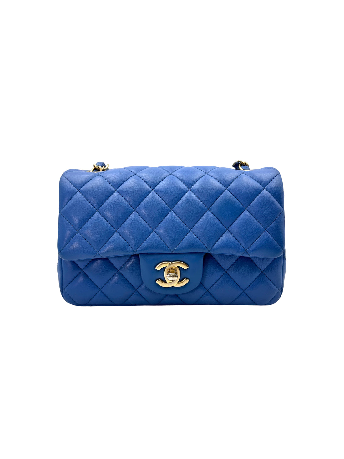 Chanel Classic Flap Blue Quilted Leather Shoulder Bag With Gold Buckle(27***66) CC1889