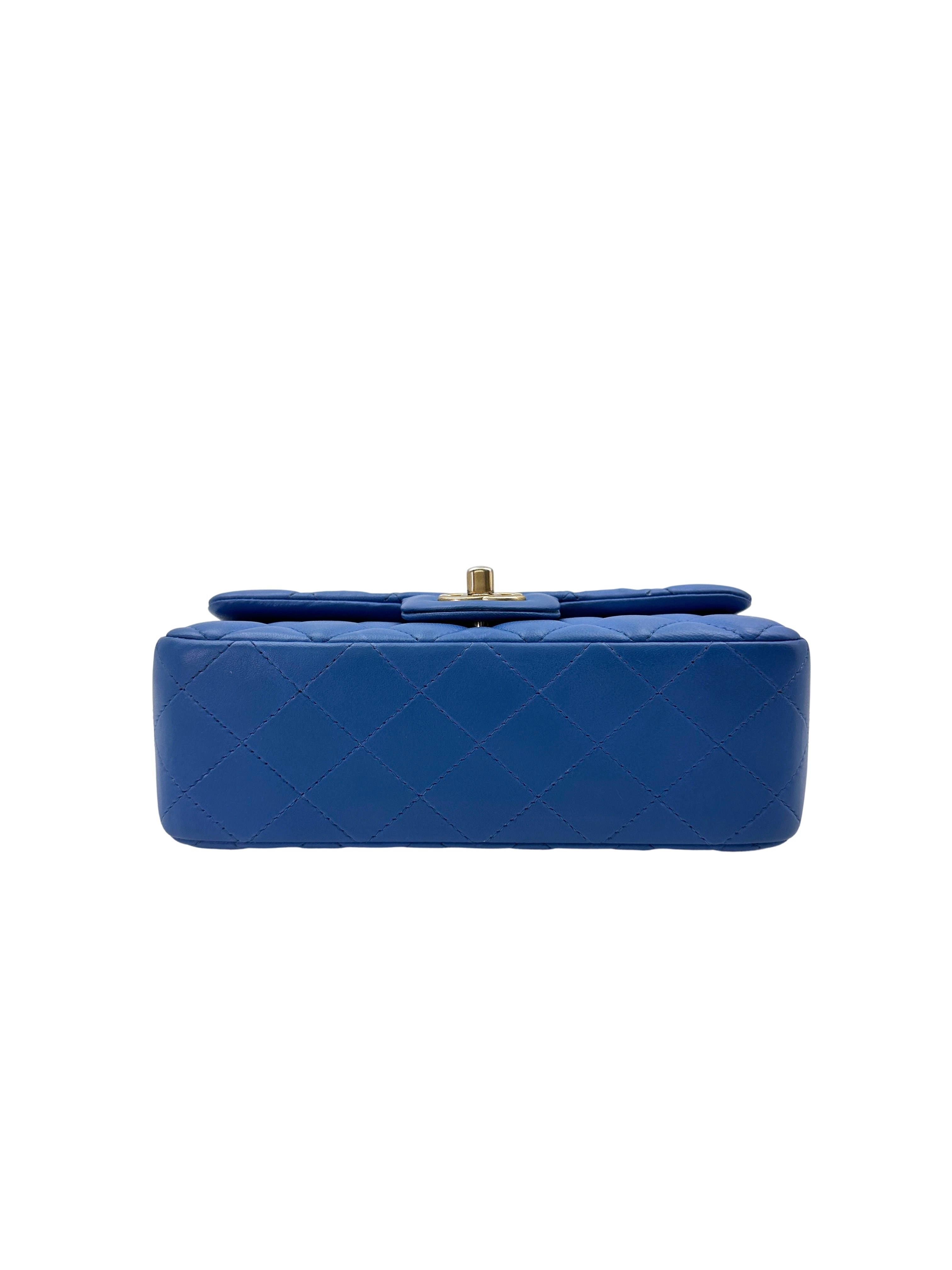 Chanel Classic Flap Blue Quilted Leather Shoulder Bag With Gold Buckle(27***66) CC1889