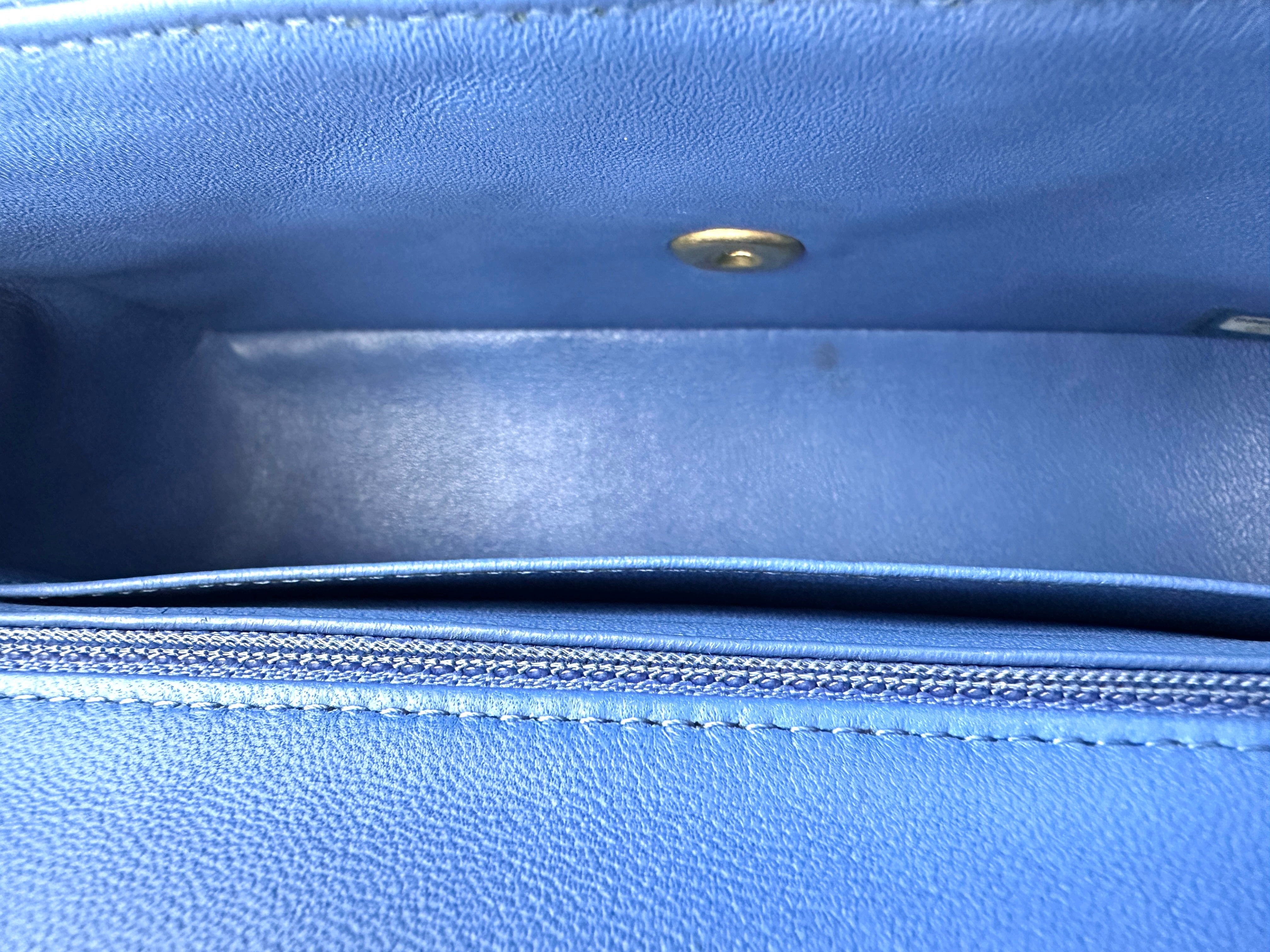 Chanel Classic Flap Blue Quilted Leather Shoulder Bag With Gold Buckle(27***66) CC1889