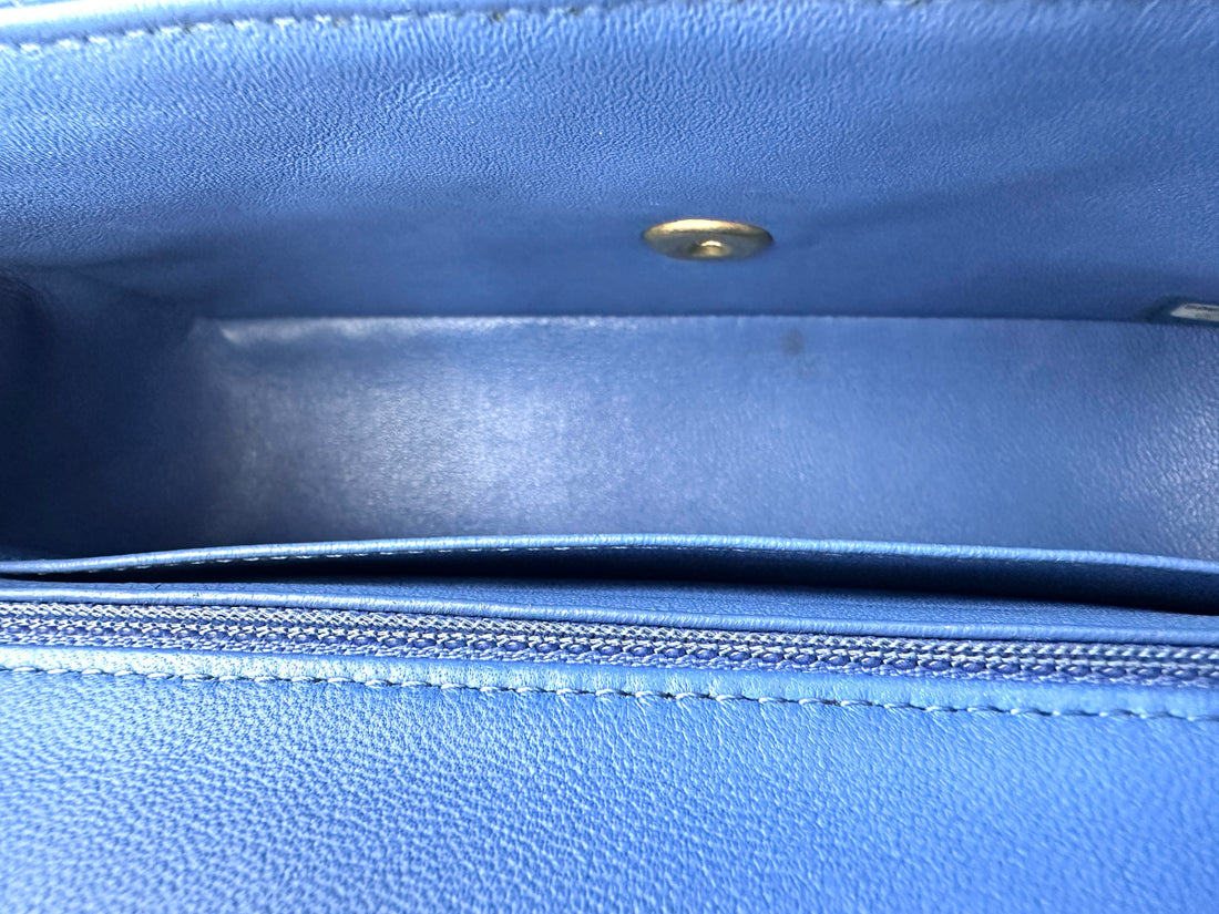Chanel Classic Flap Blue Quilted Leather Shoulder Bag With Gold Buckle(27***66) CC1889