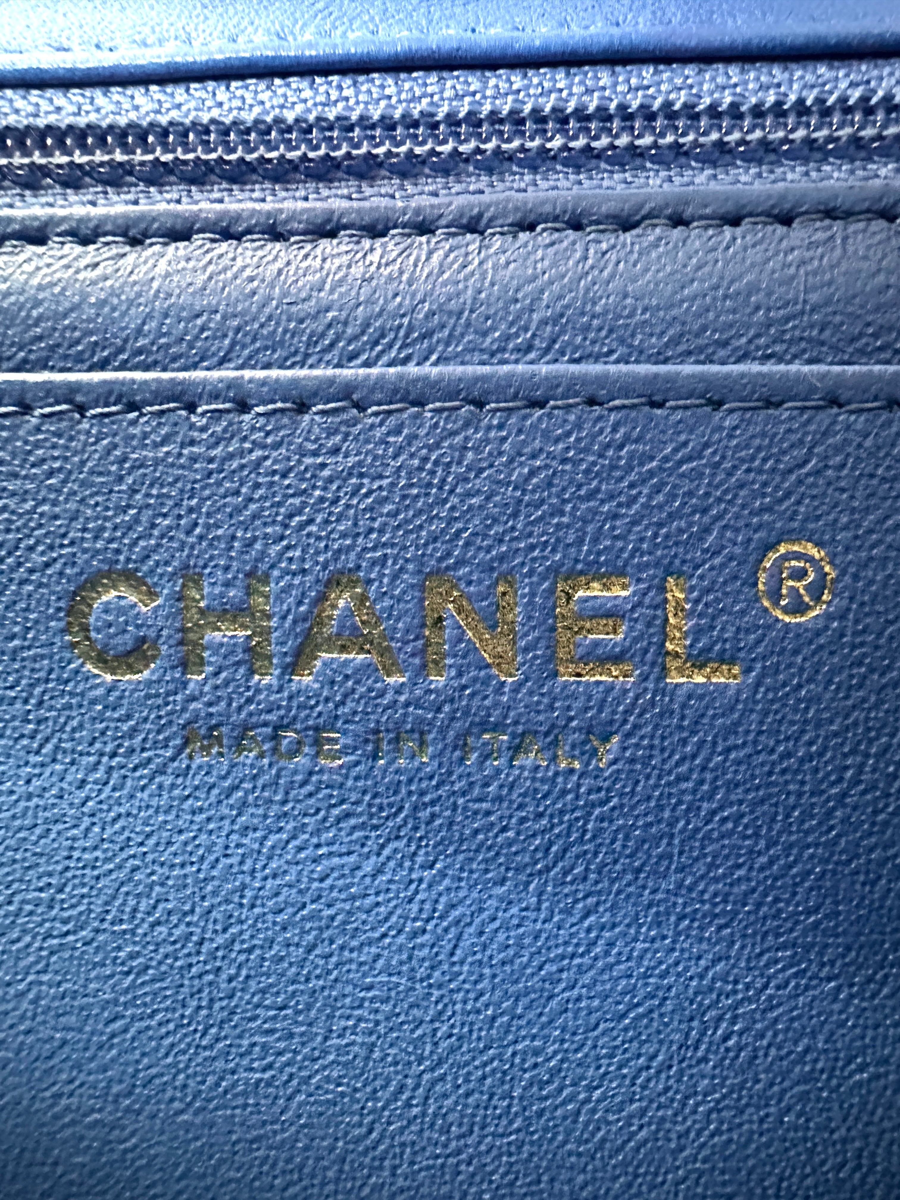 Chanel Classic Flap Blue Quilted Leather Shoulder Bag With Gold Buckle(27***66) CC1889