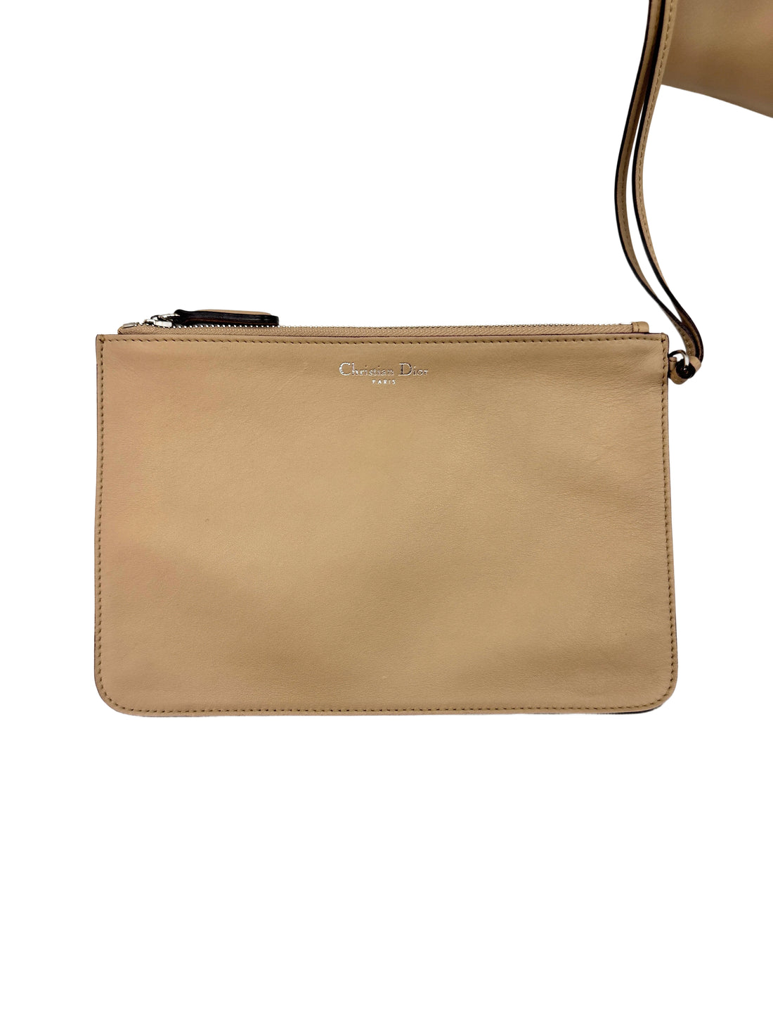 Christian Dior Diorissimo Beige Leather Large Size Top Handle Bag With Pouch DR719