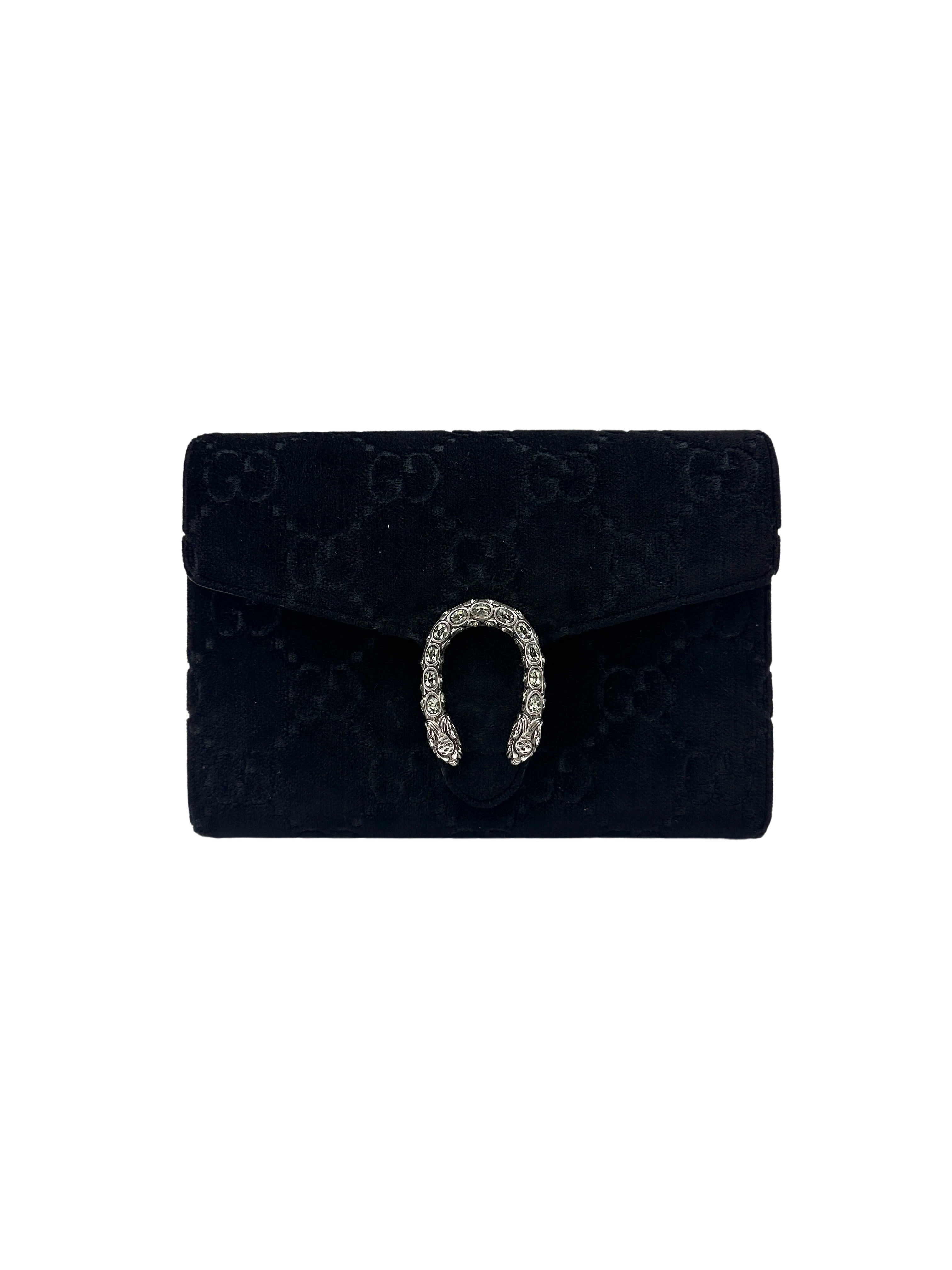 Gucci Dionysus Black Velvet Wallet On Chain GG923