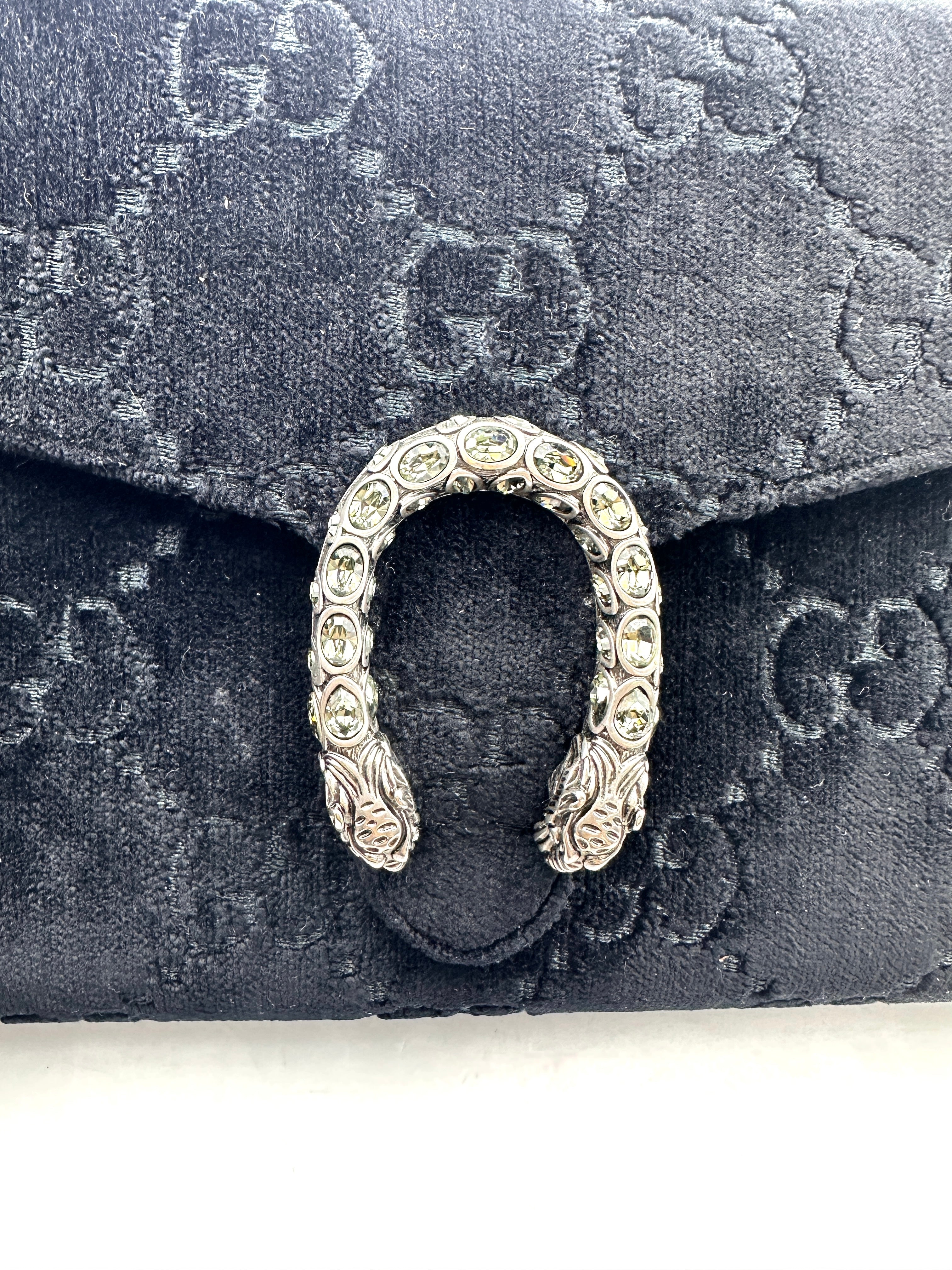 Gucci Dionysus Black Velvet Wallet On Chain GG923